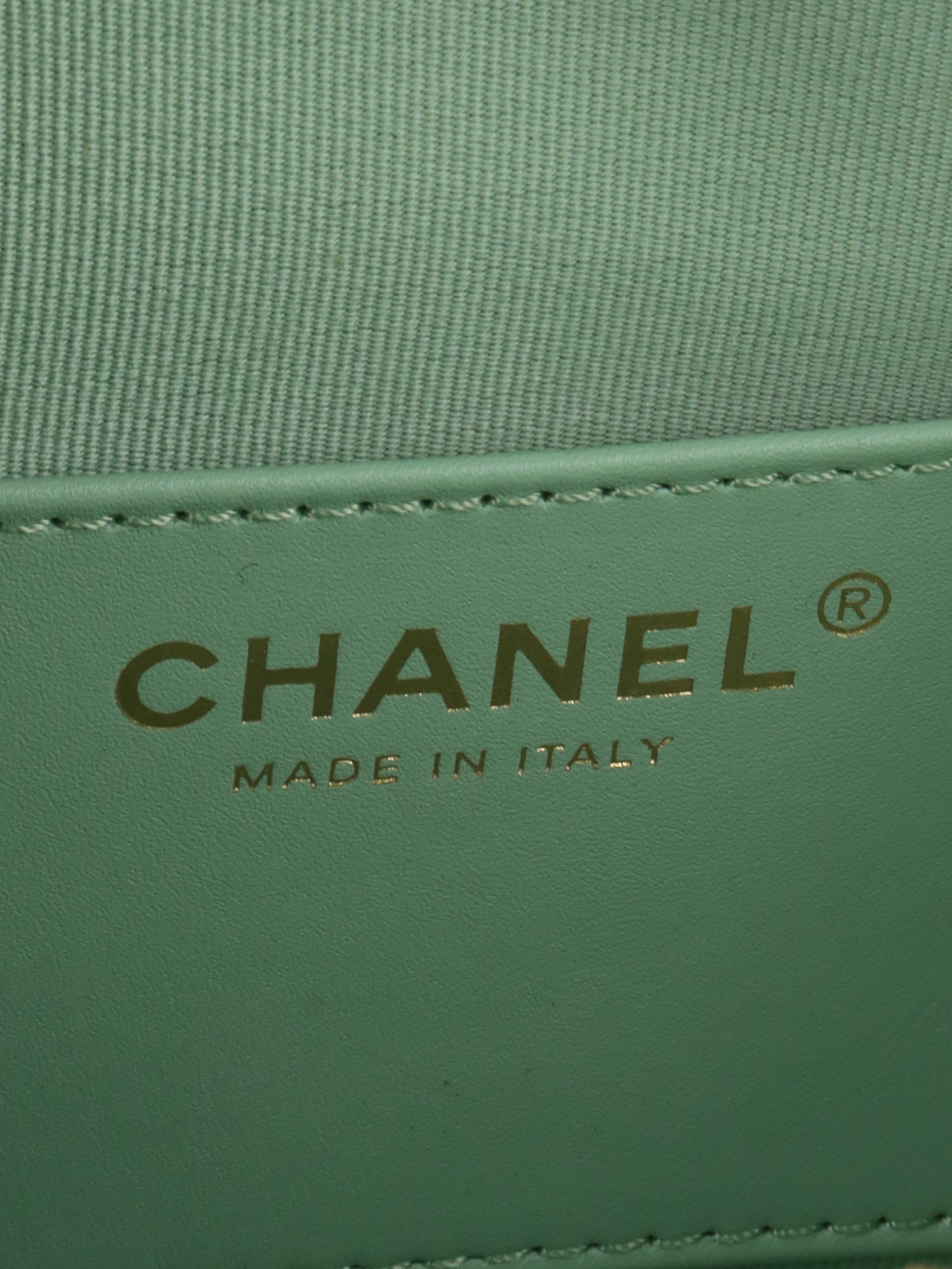 Chanel Green Round Vanity Bag.