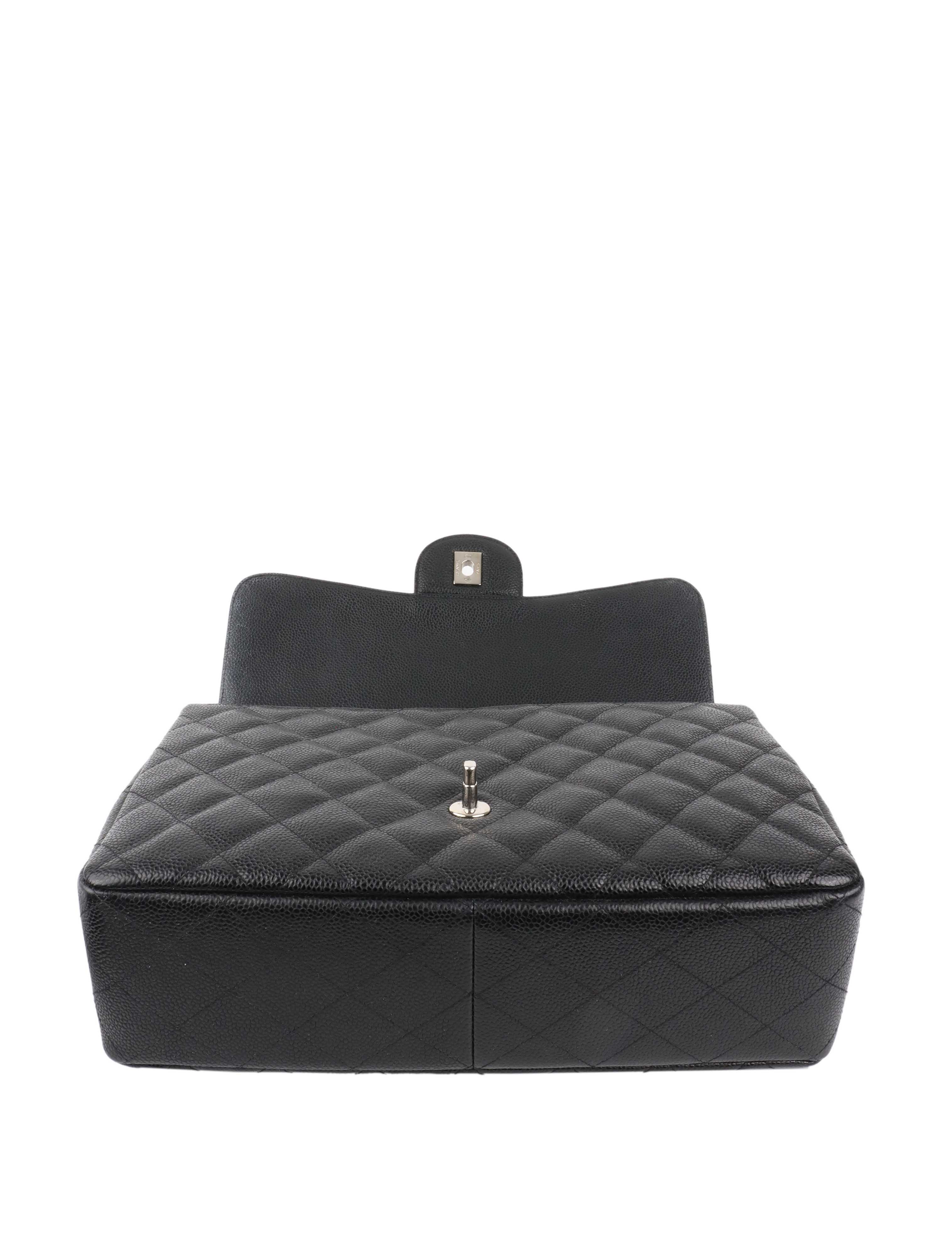 Chanel Black Jumbo Caviar Single Classic Flap.