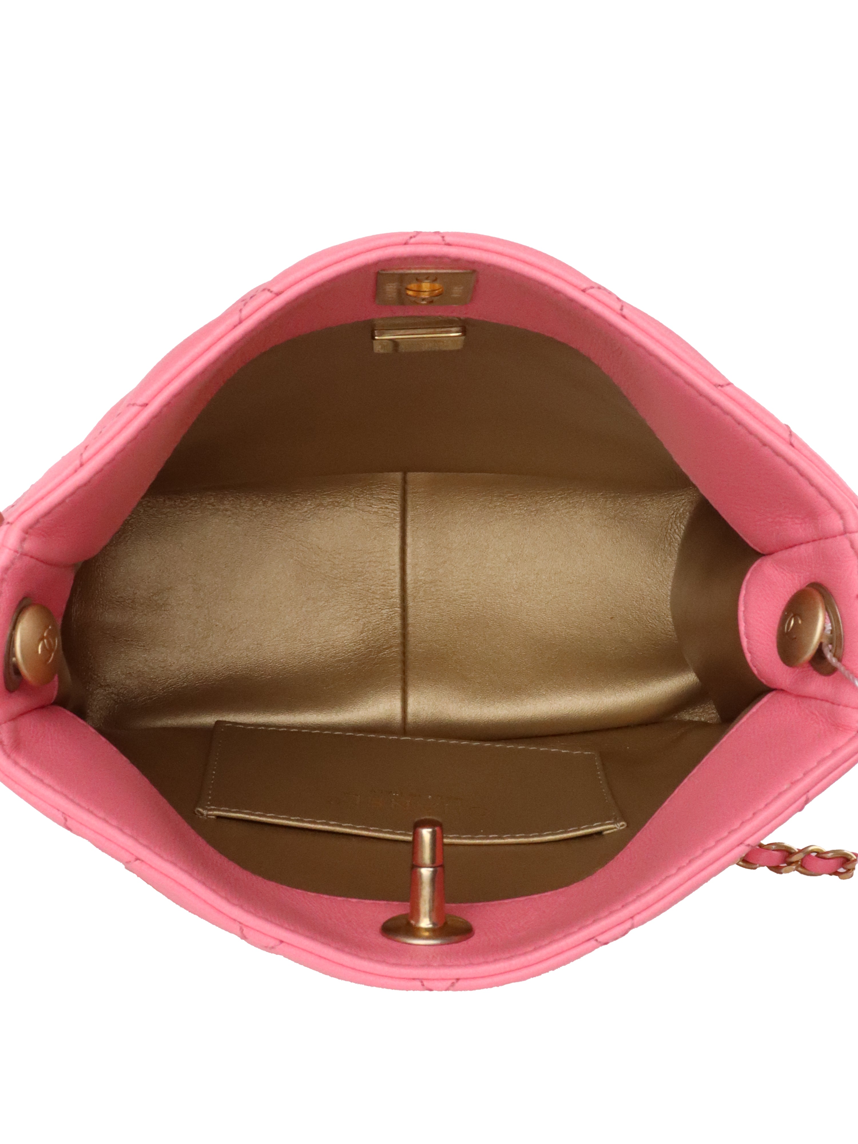Chanel Pink Lambskin Hobo Chain Bag