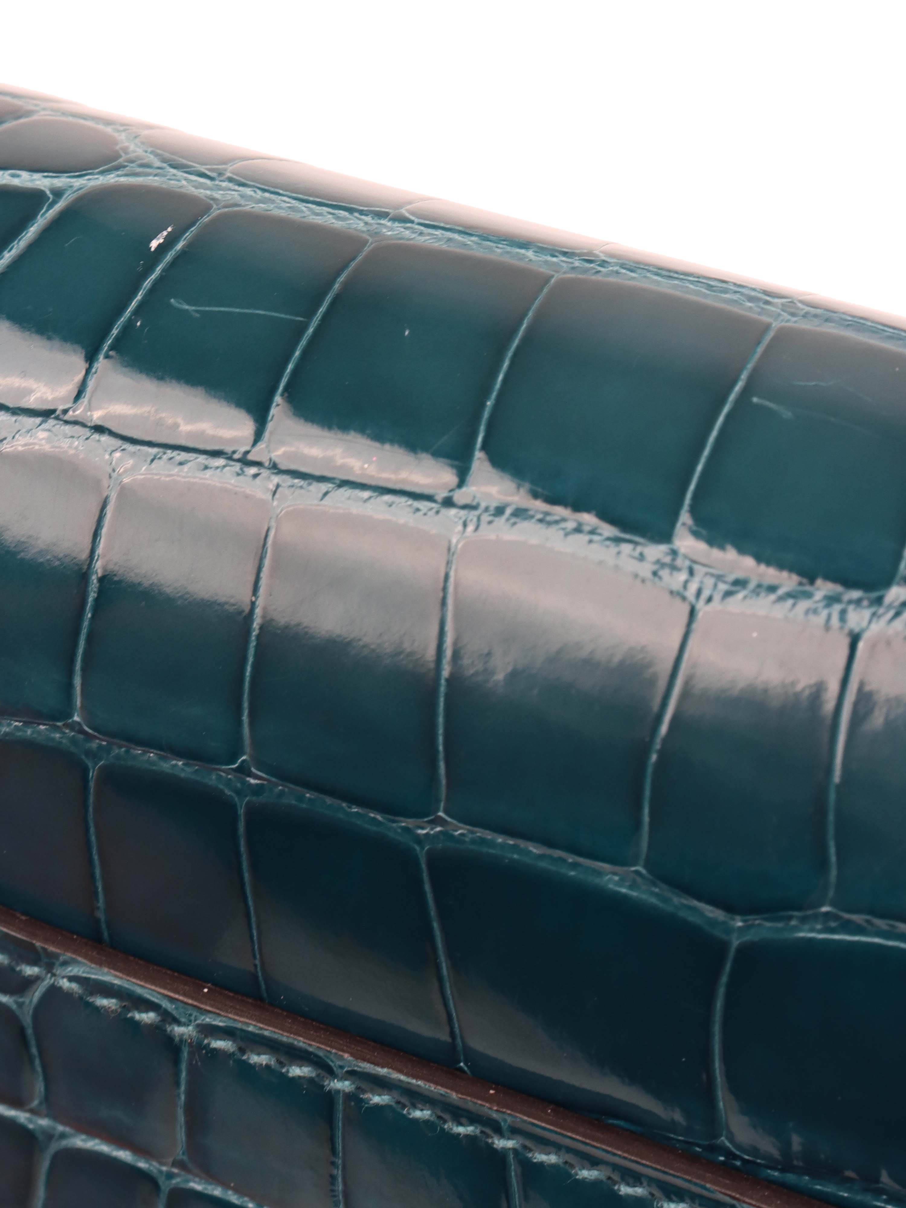 Hermes Alligator Constance Wallet Vert Bosphore.