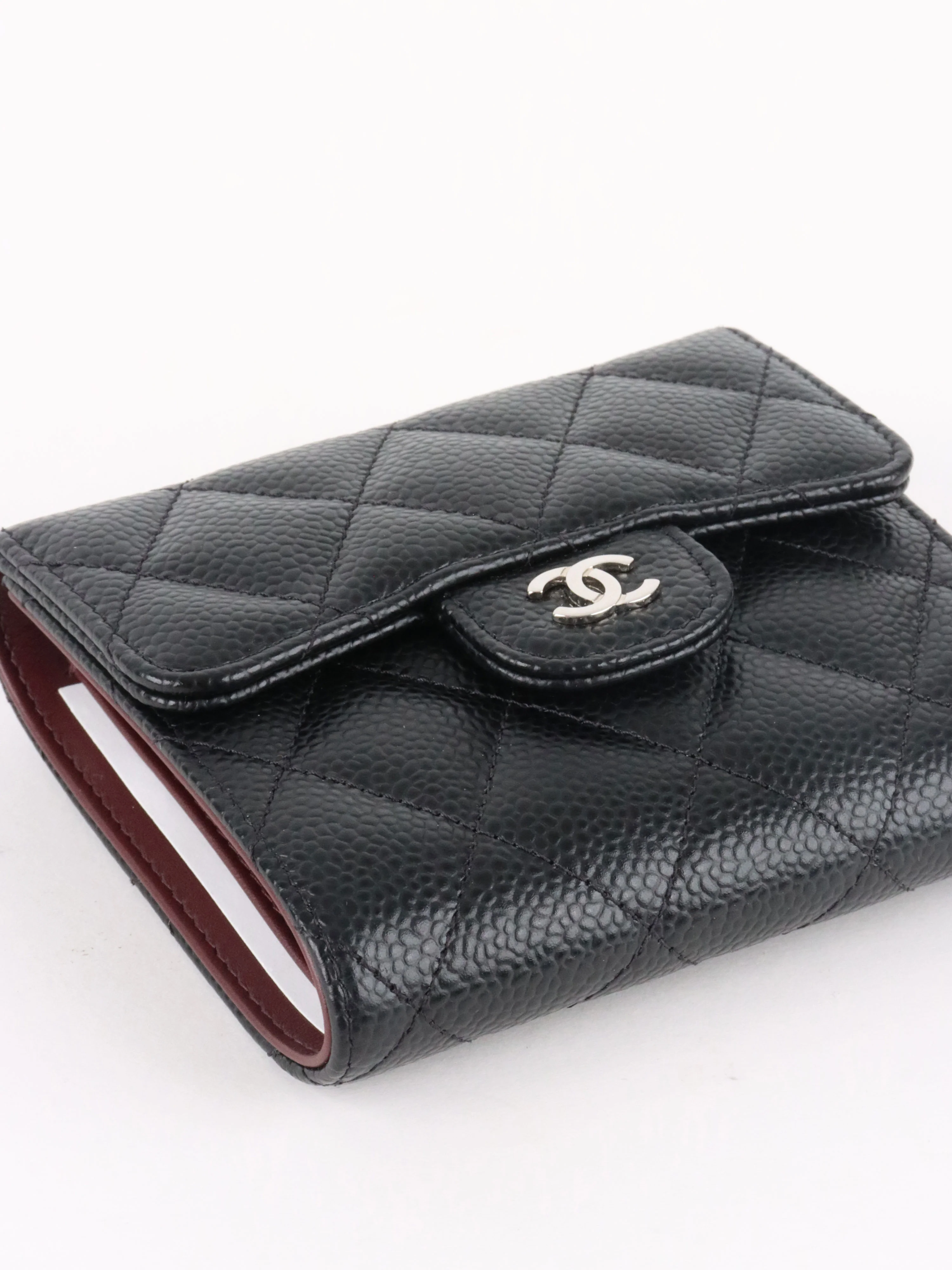Chanel Small Black Caviar Flap Wallet SHW