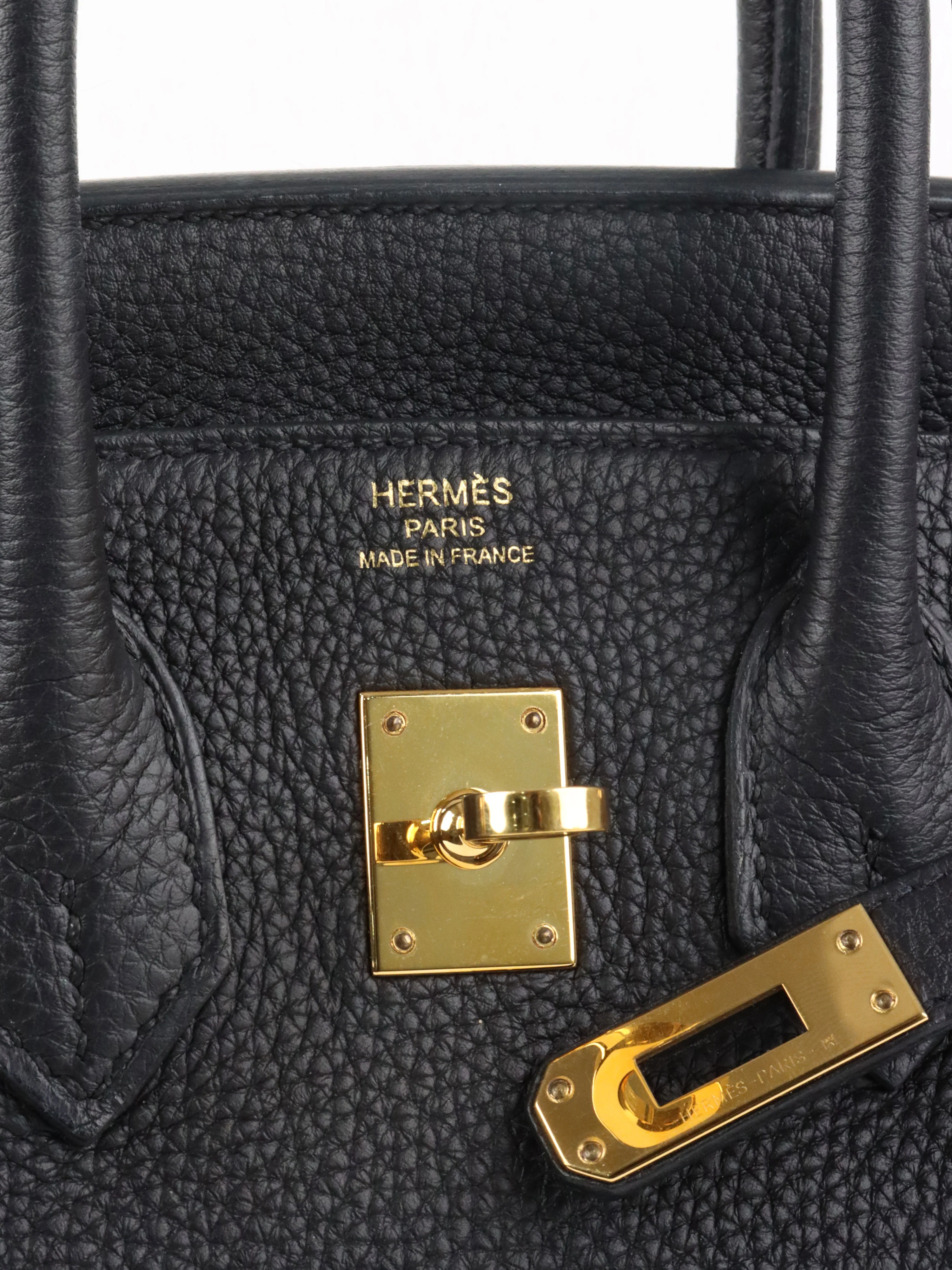 Hermes Noir Birkin 25 Togo Leather GHW Stamp Y