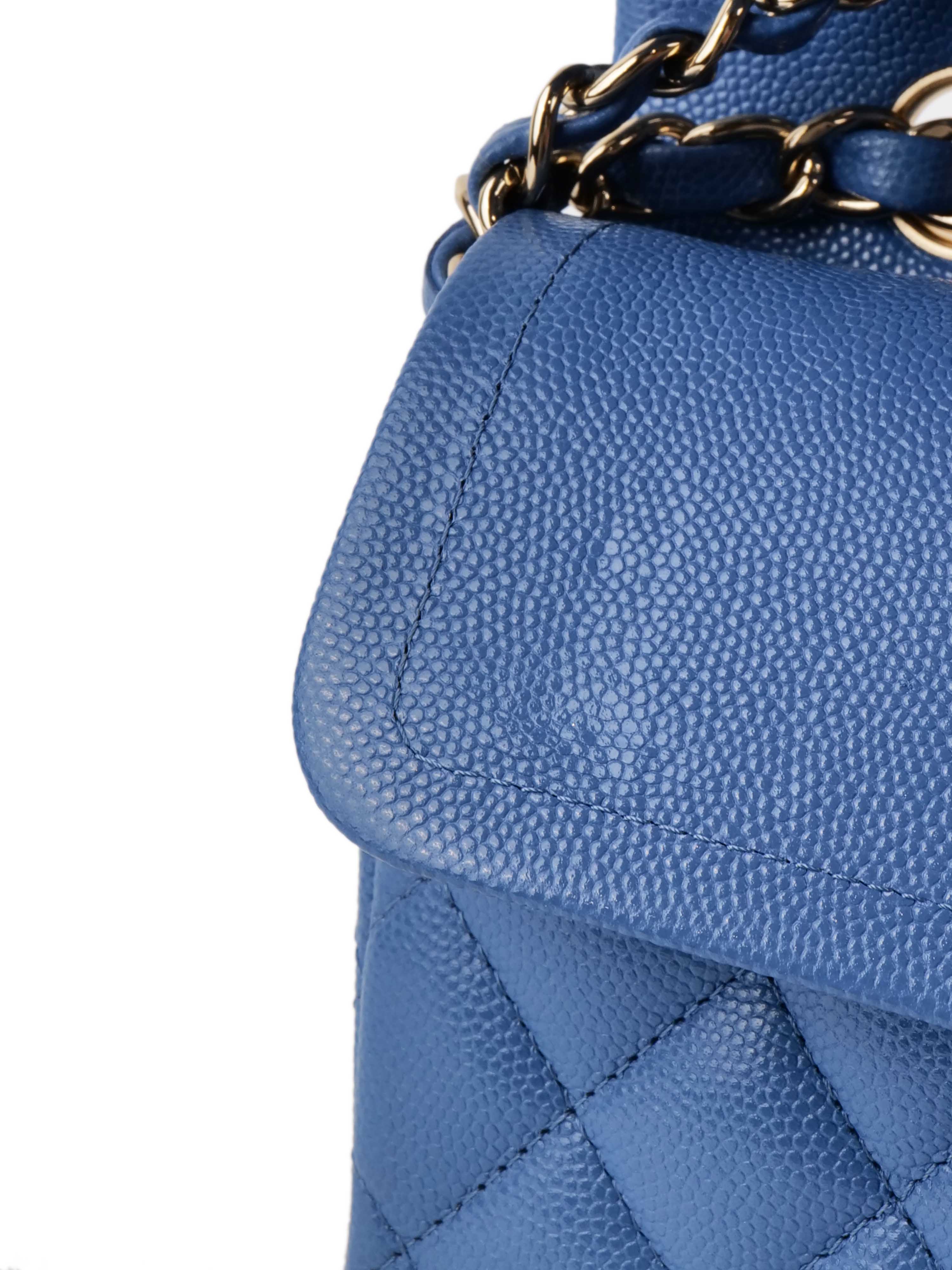 Chanel Blue Small Rectangular Caviar Classic Flap LGHW.