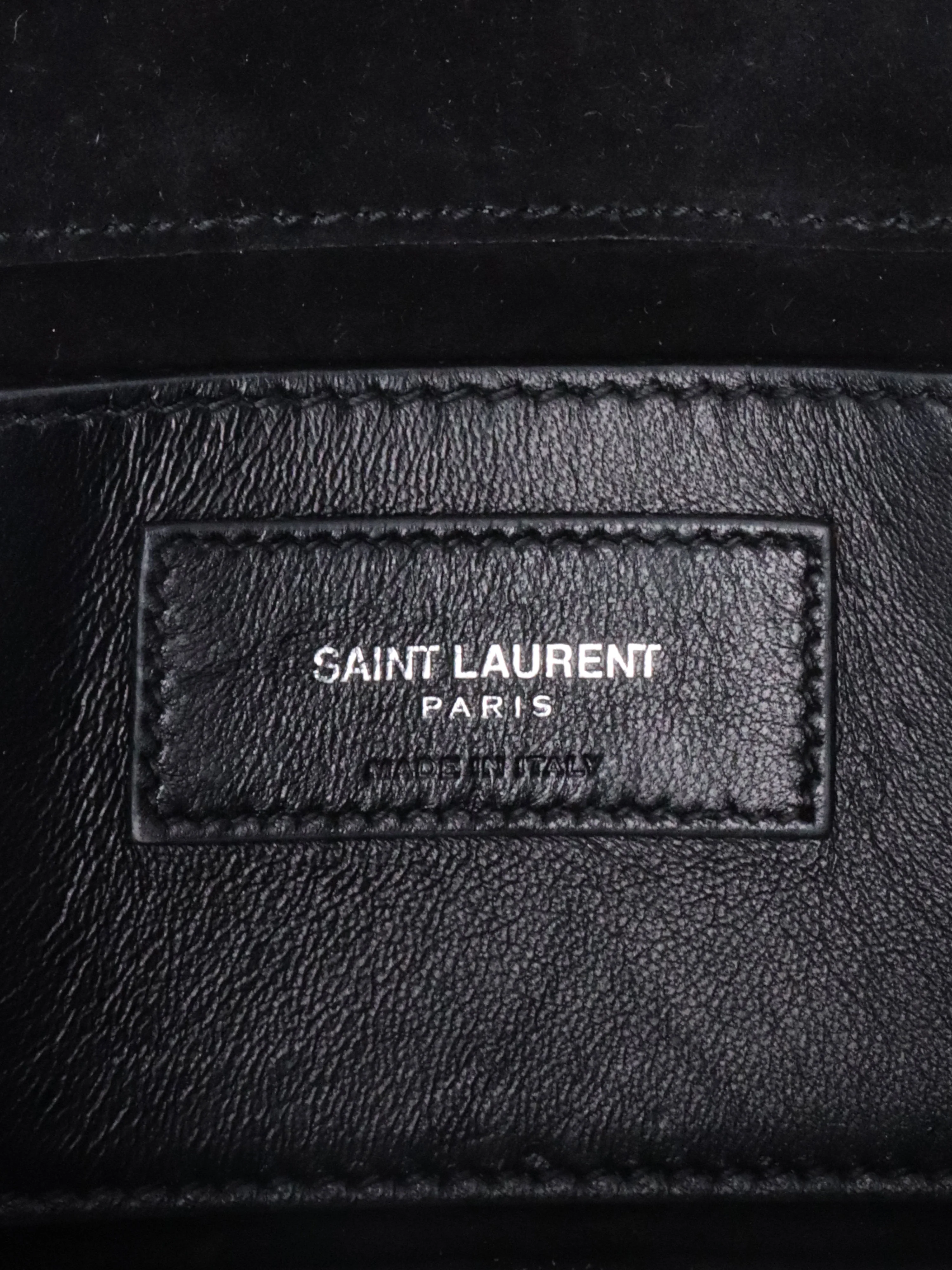 Saint Laurent Black Small Croc Embossed Kate Tassel SHW