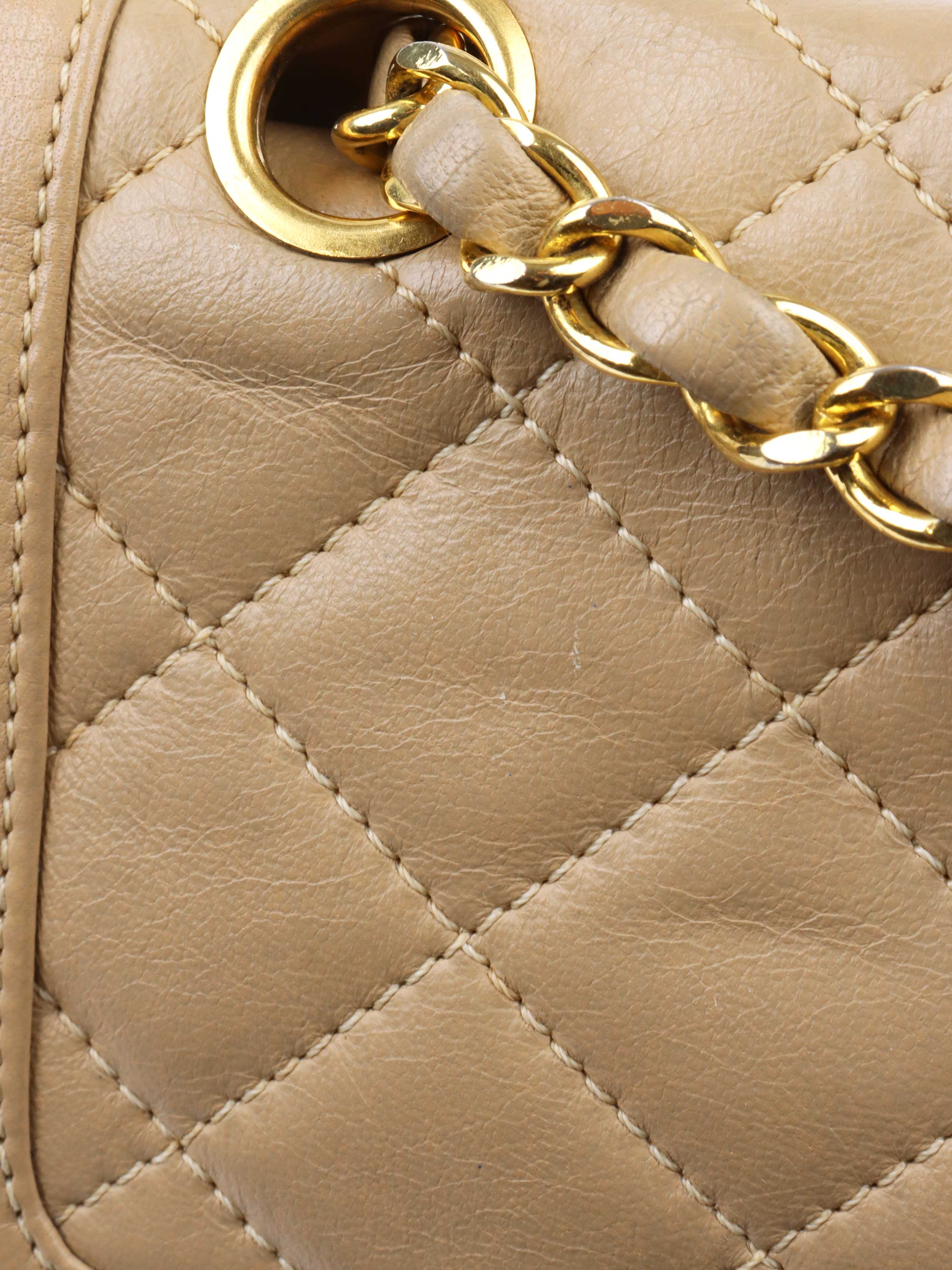 Chanel Vintage Two Toned Beige Flap Bag.