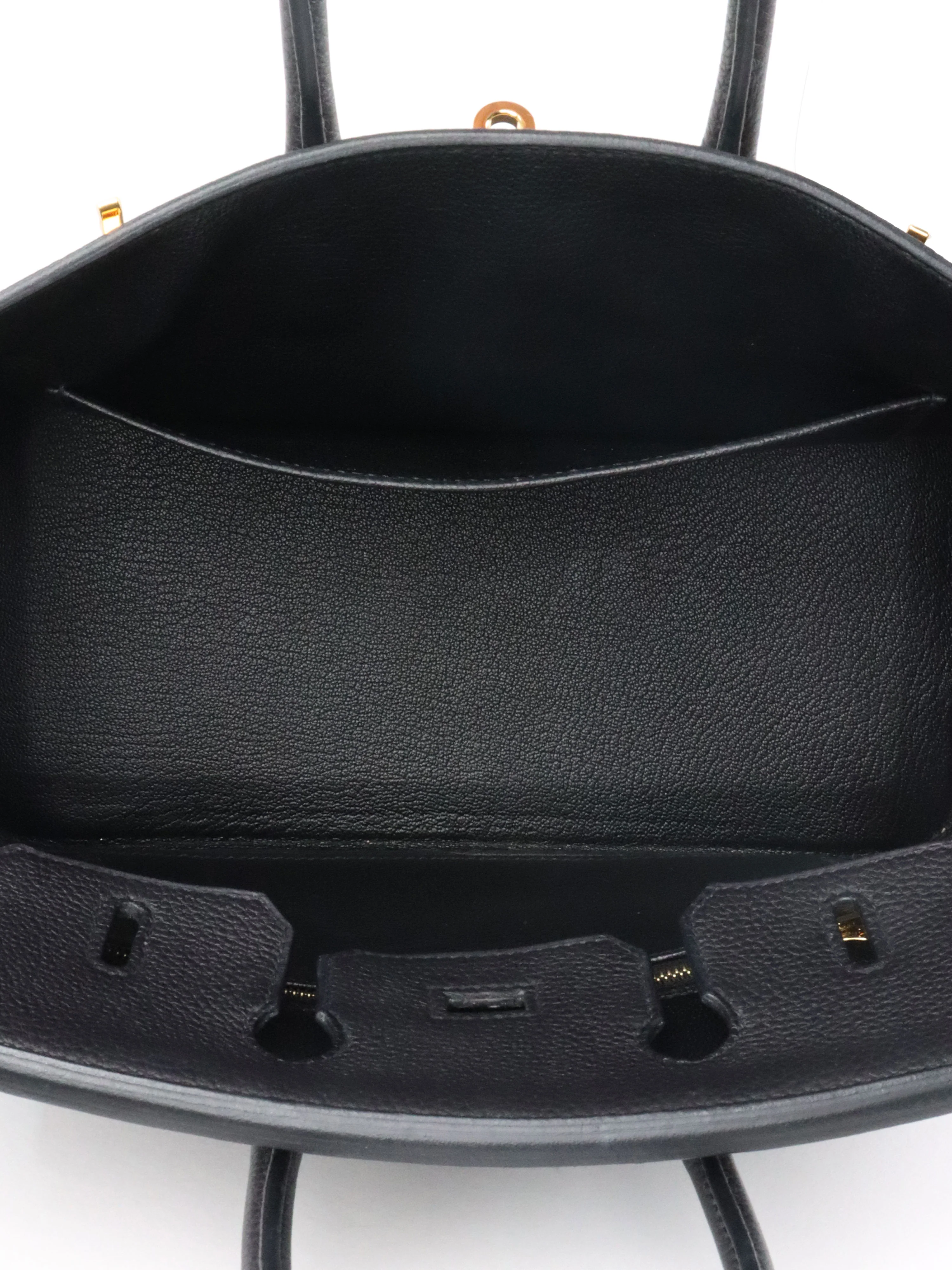 Hermes Noir Birkin 25 Togo Leather GHW Stamp Y