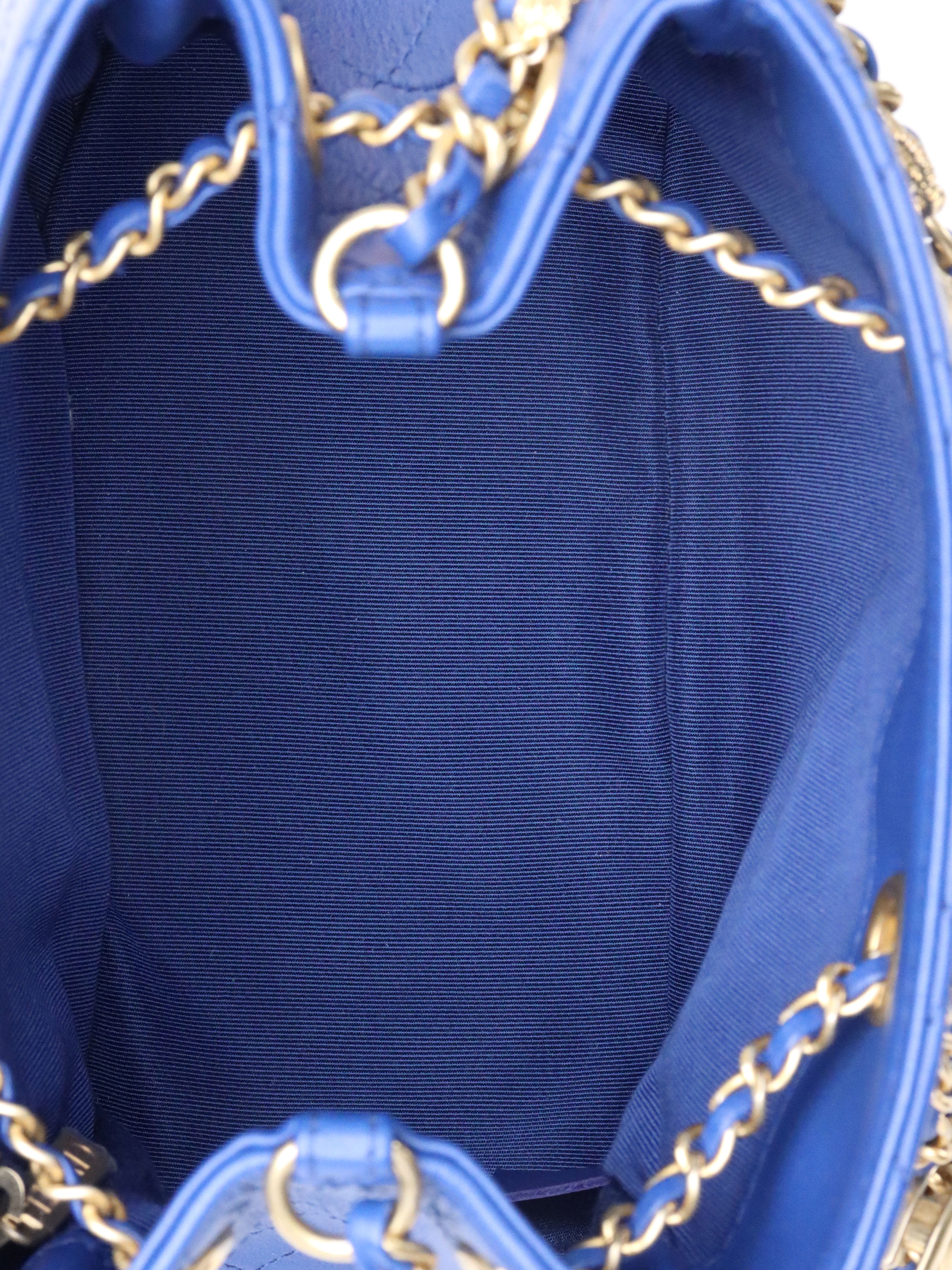 Chanel Blue Egyptian Amulet Drawstring Bucket Bag