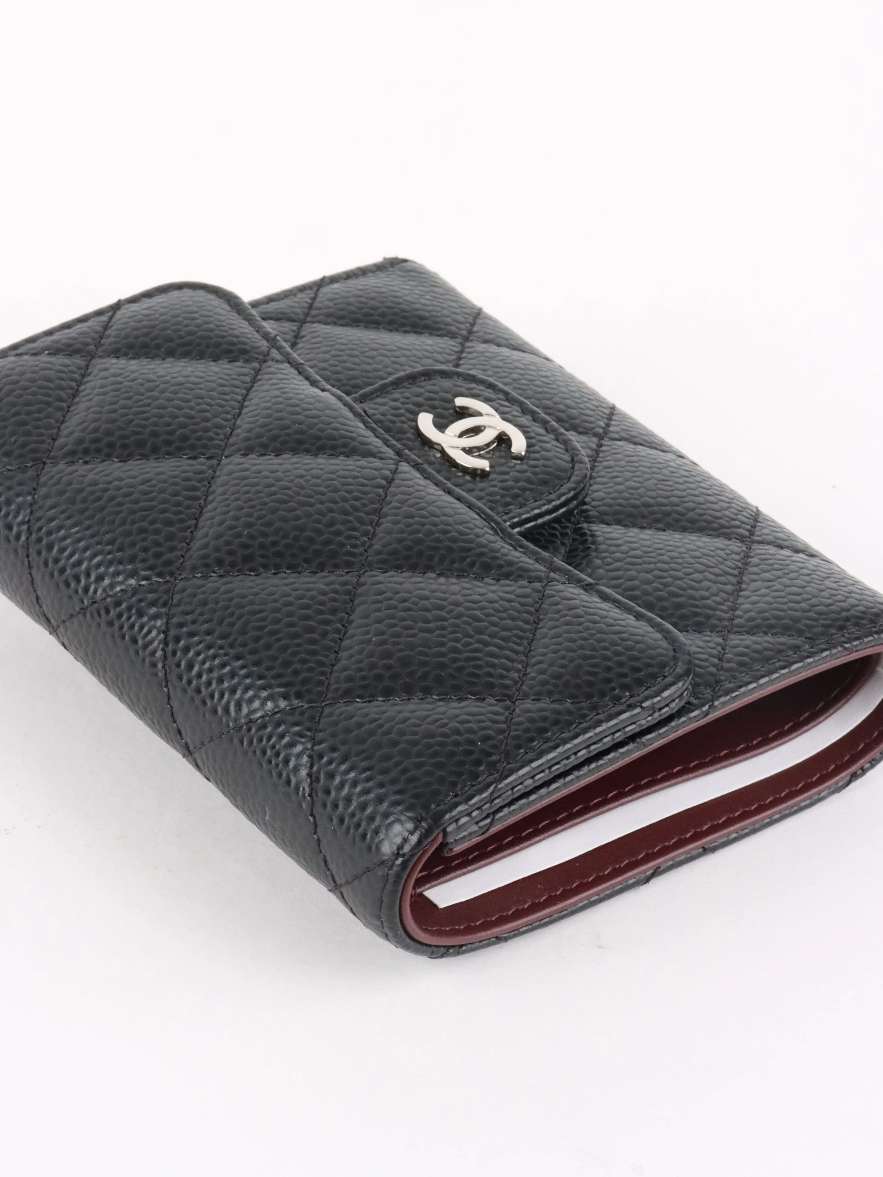Chanel Small Black Caviar Flap Wallet SHW