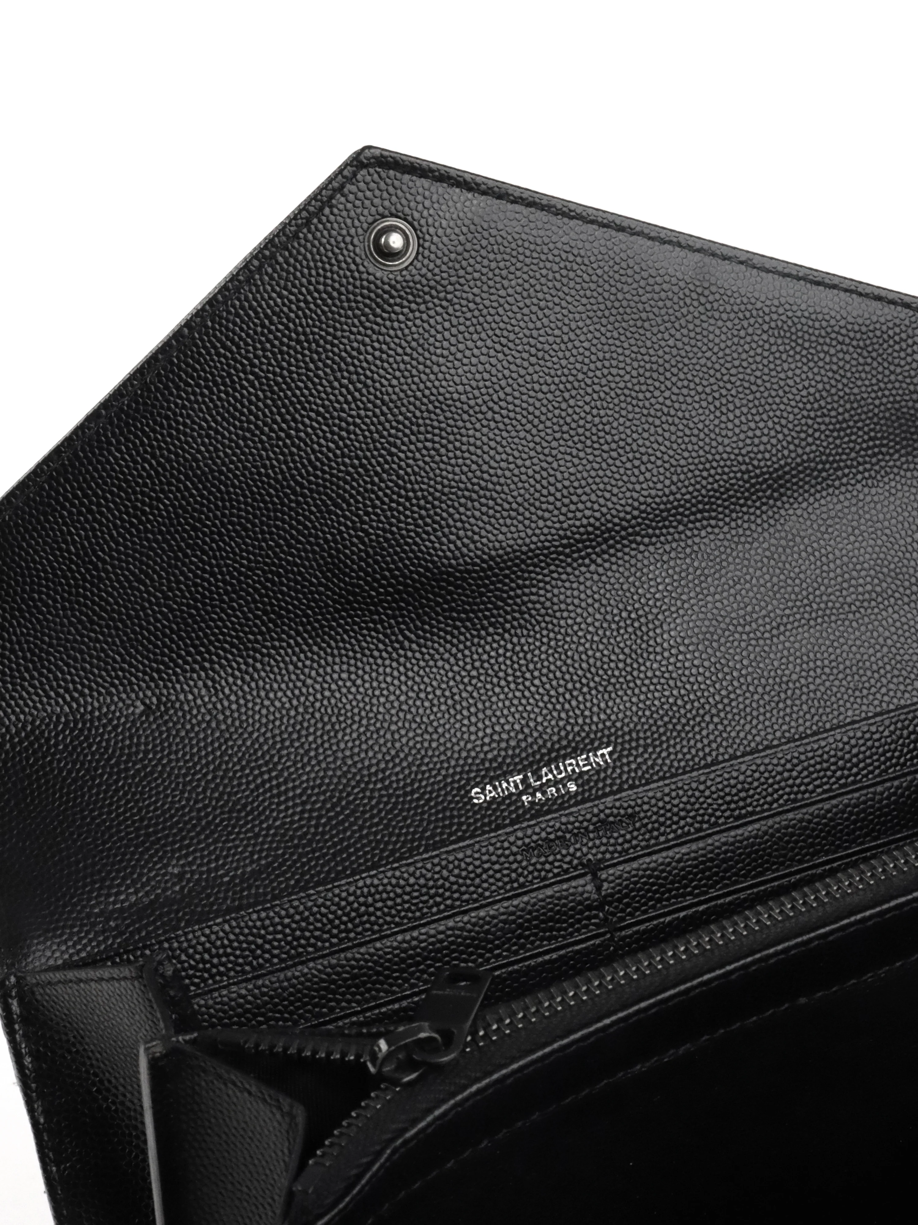 Saint Laurent Black Cassandre Matelasse Large Flap Wallet