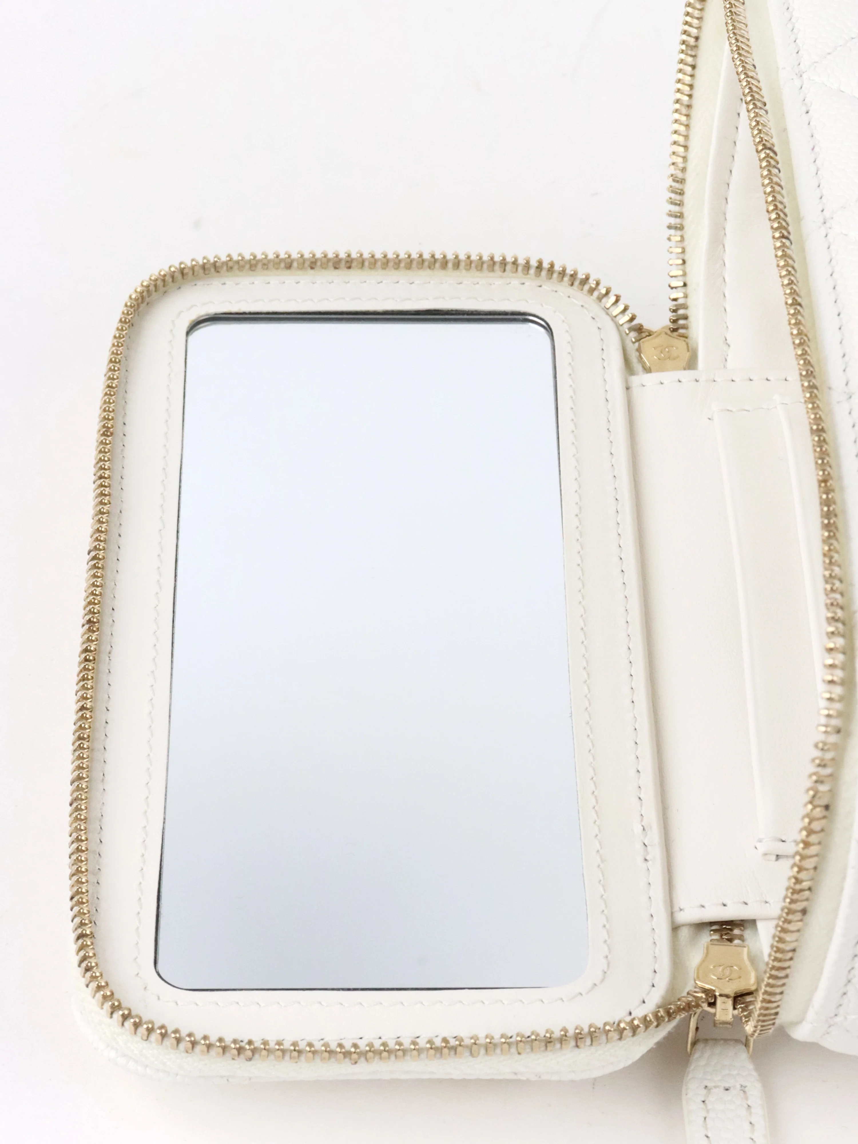Chanel White Caviar Vanity Case