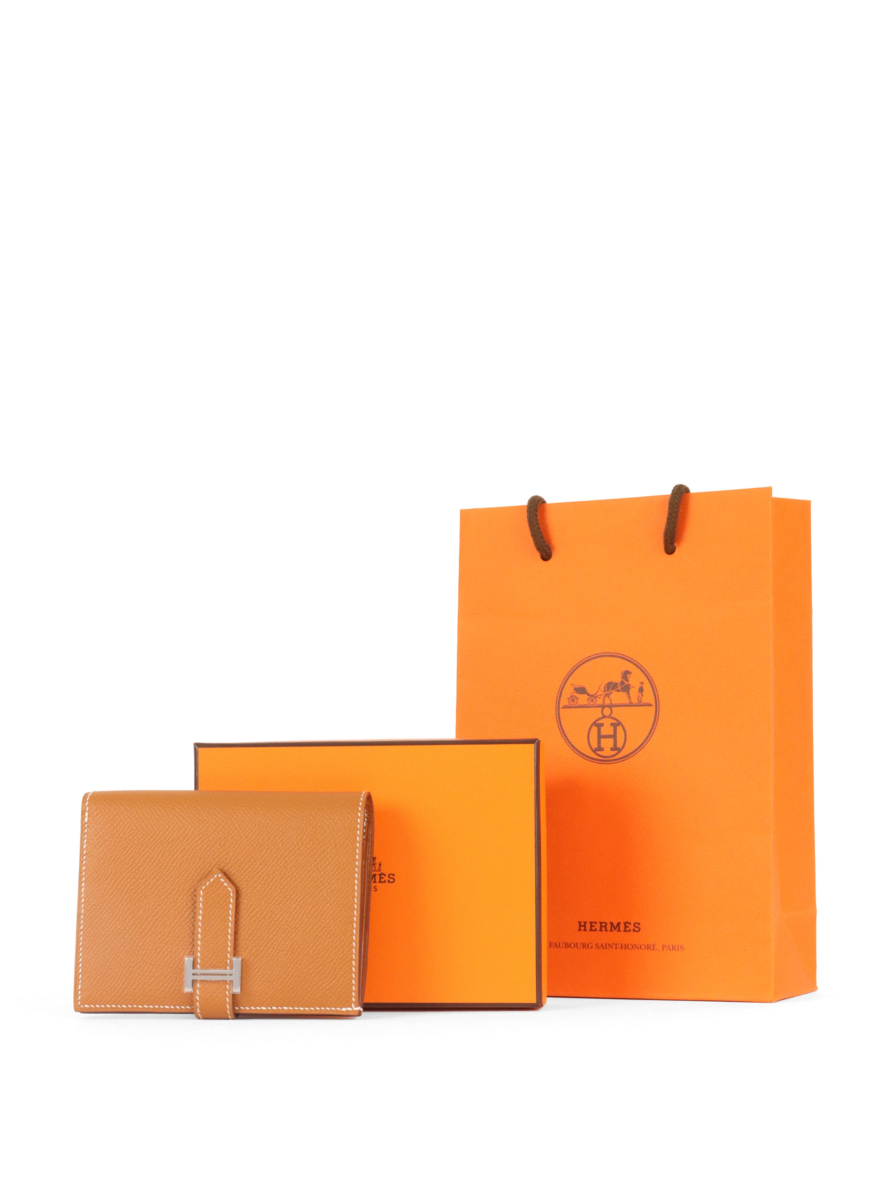 Hermes Gold Epsom Bearn Compact Wallet PHW.