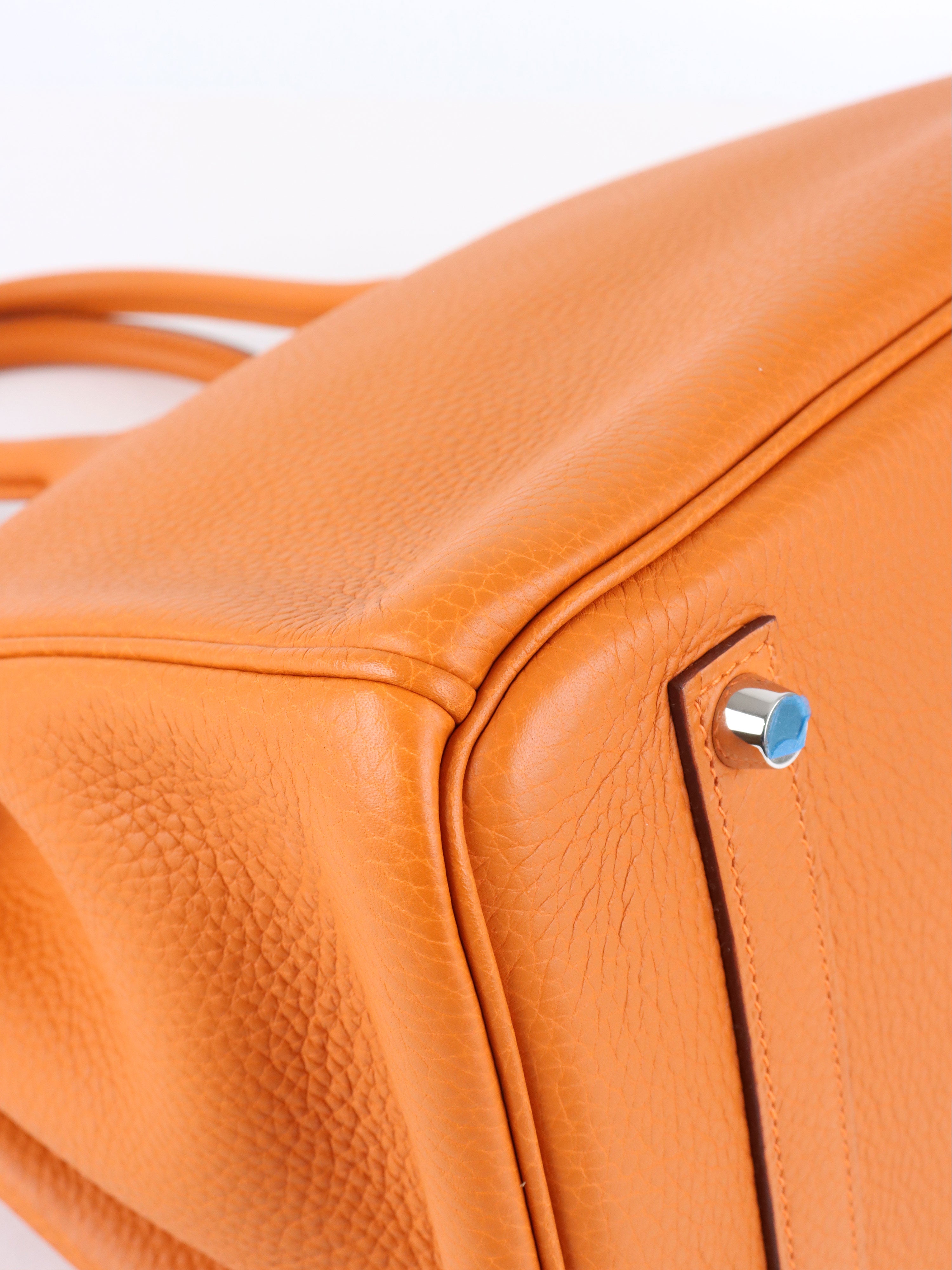 Hermes Birkin 35 Orange H Clemence Leather Stamp J Square
