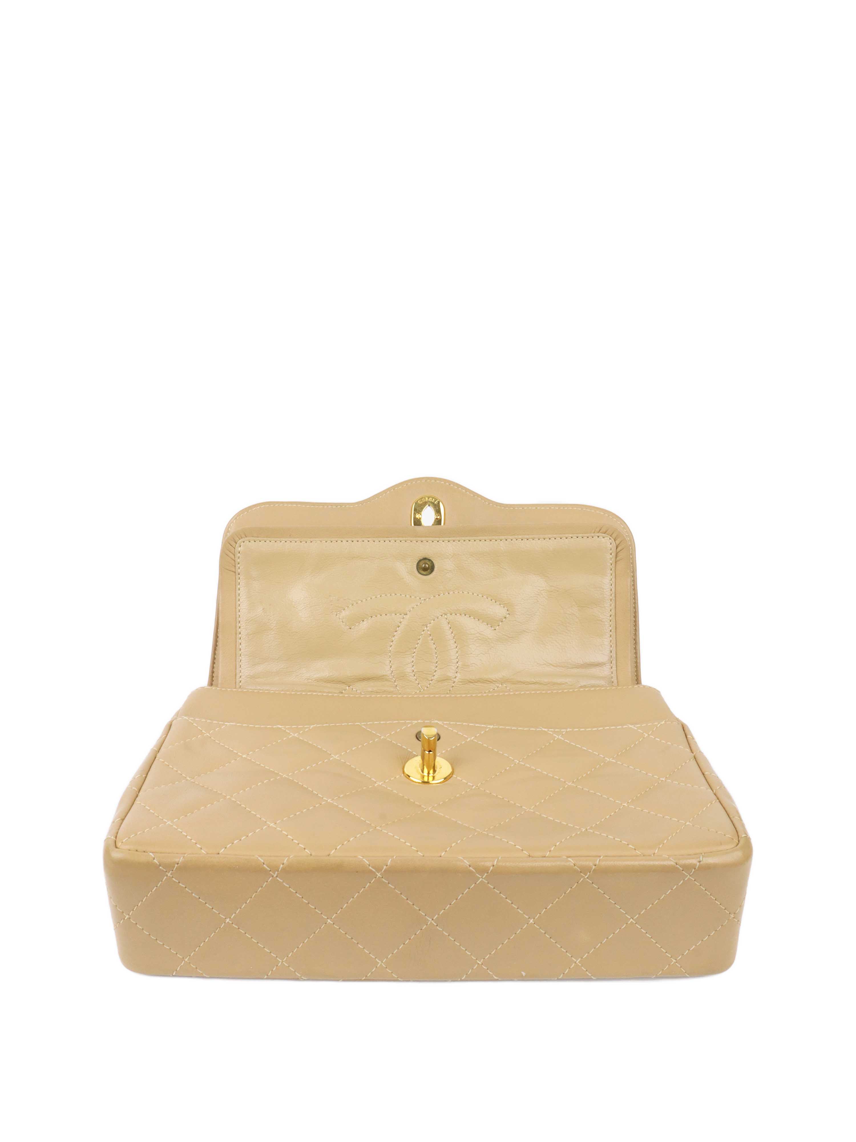 Chanel Vintage Two Toned Beige Flap Bag.