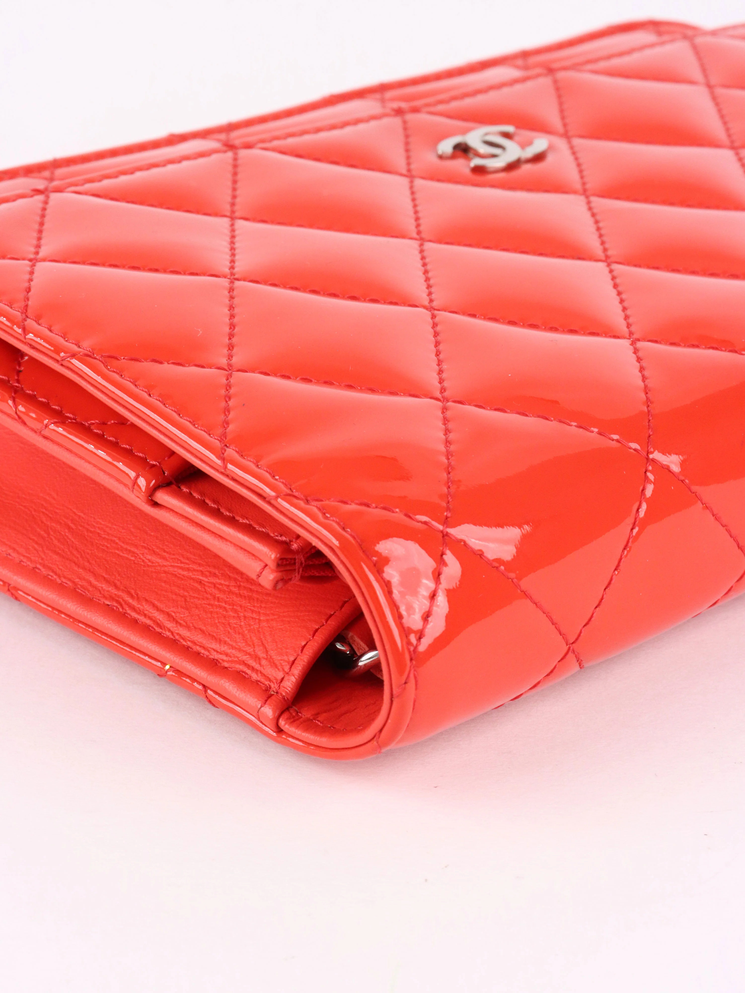 Chanel Red Patent Wallet on Chain SHW