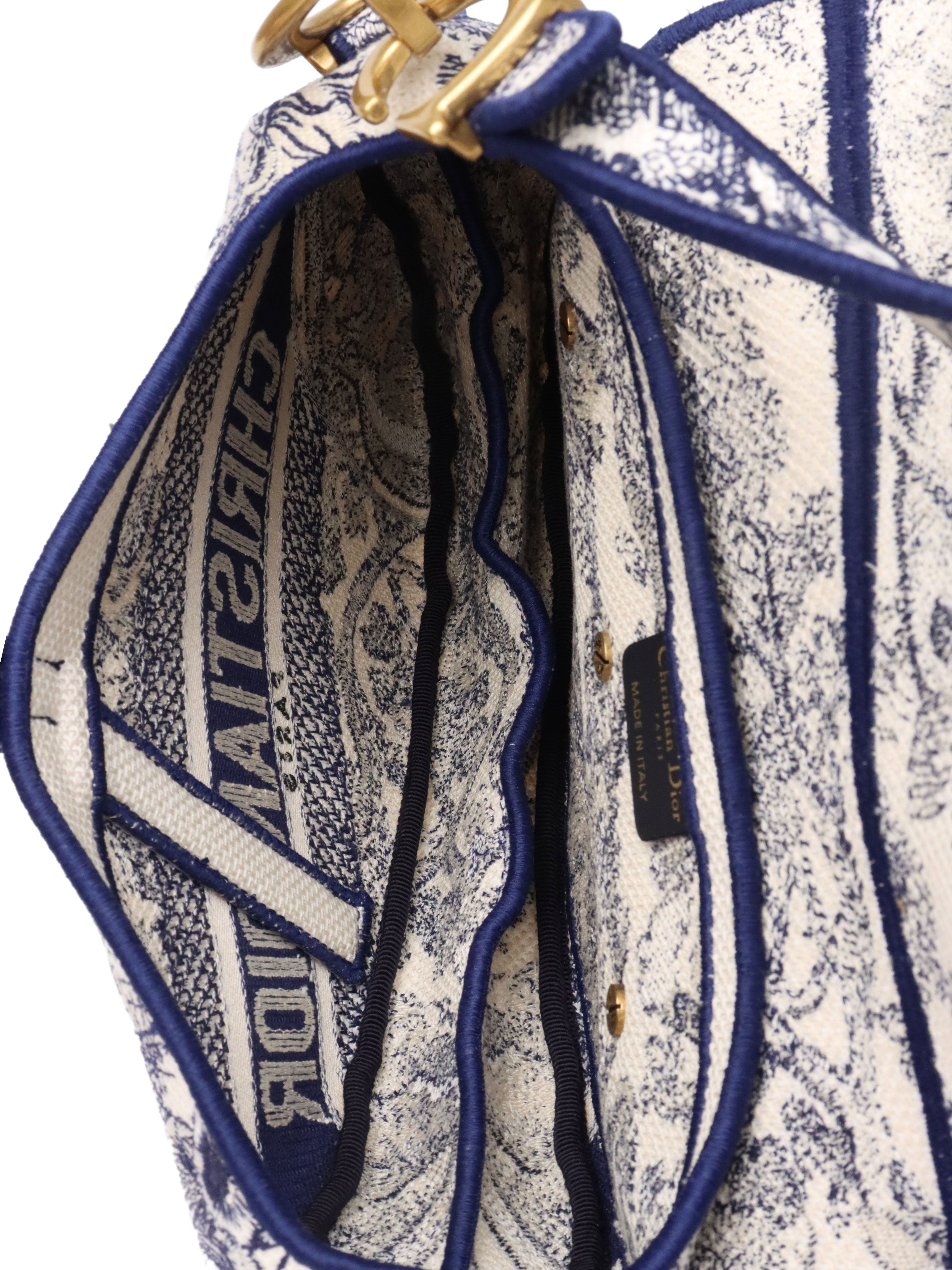 Dior Medium Blue Toile De Jouy Embroidered Saddle Bag