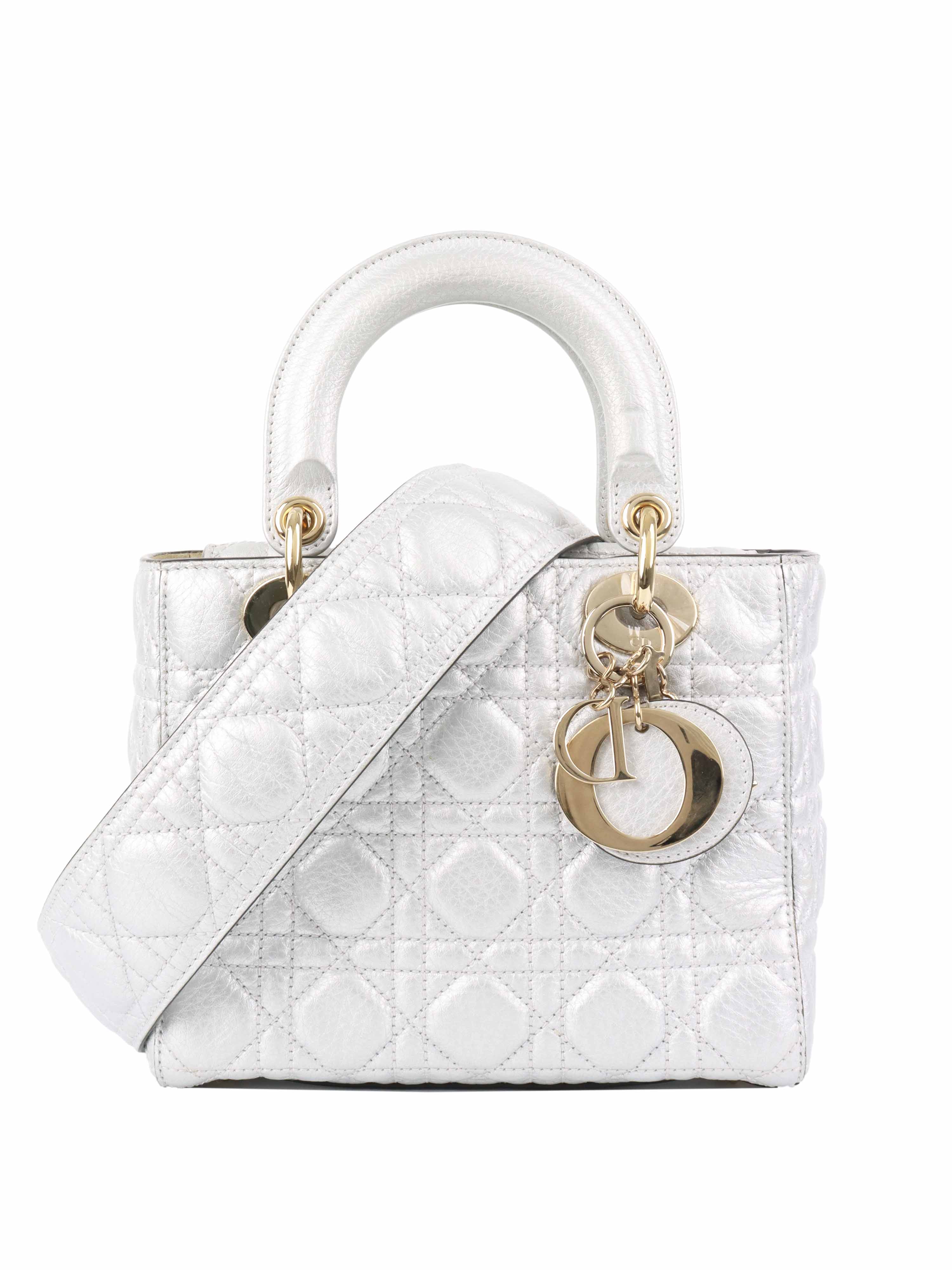 Dior Small Silver Calfskin Lady Dior.