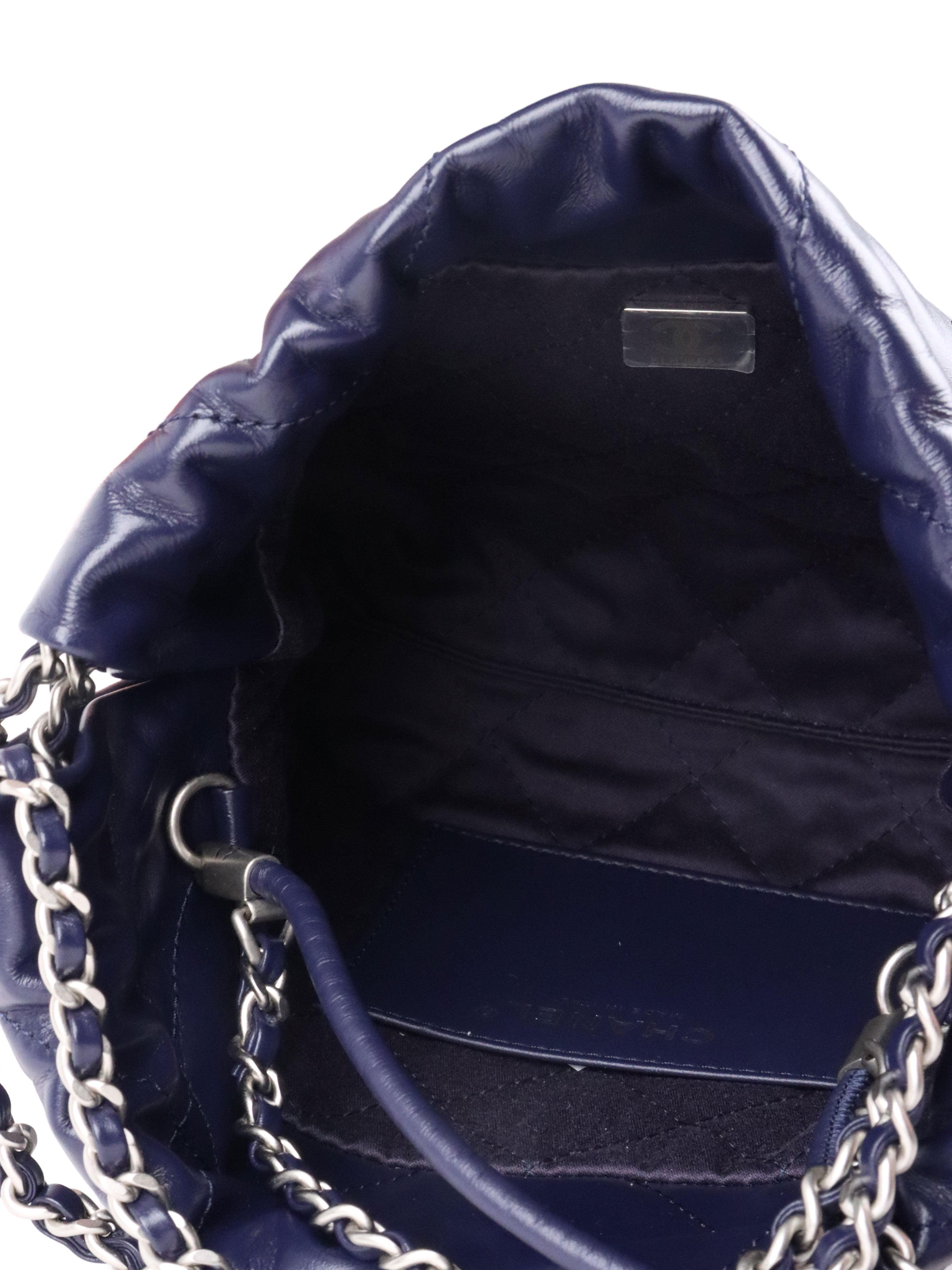 Chanel Mini 22 Navy Shiny Calfskin Quilted Bag