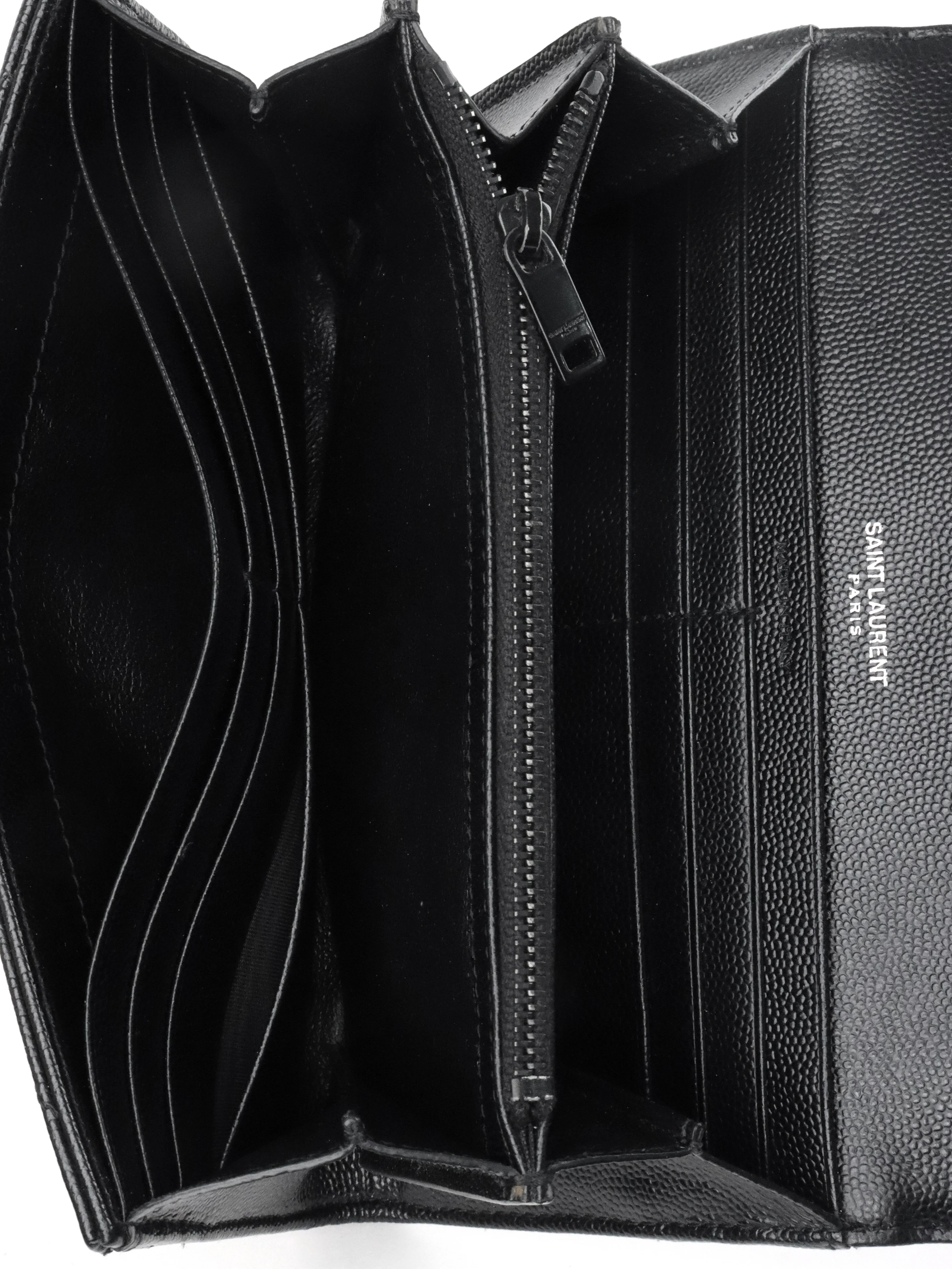 Saint Laurent Black Cassandre Matelasse Large Flap Wallet