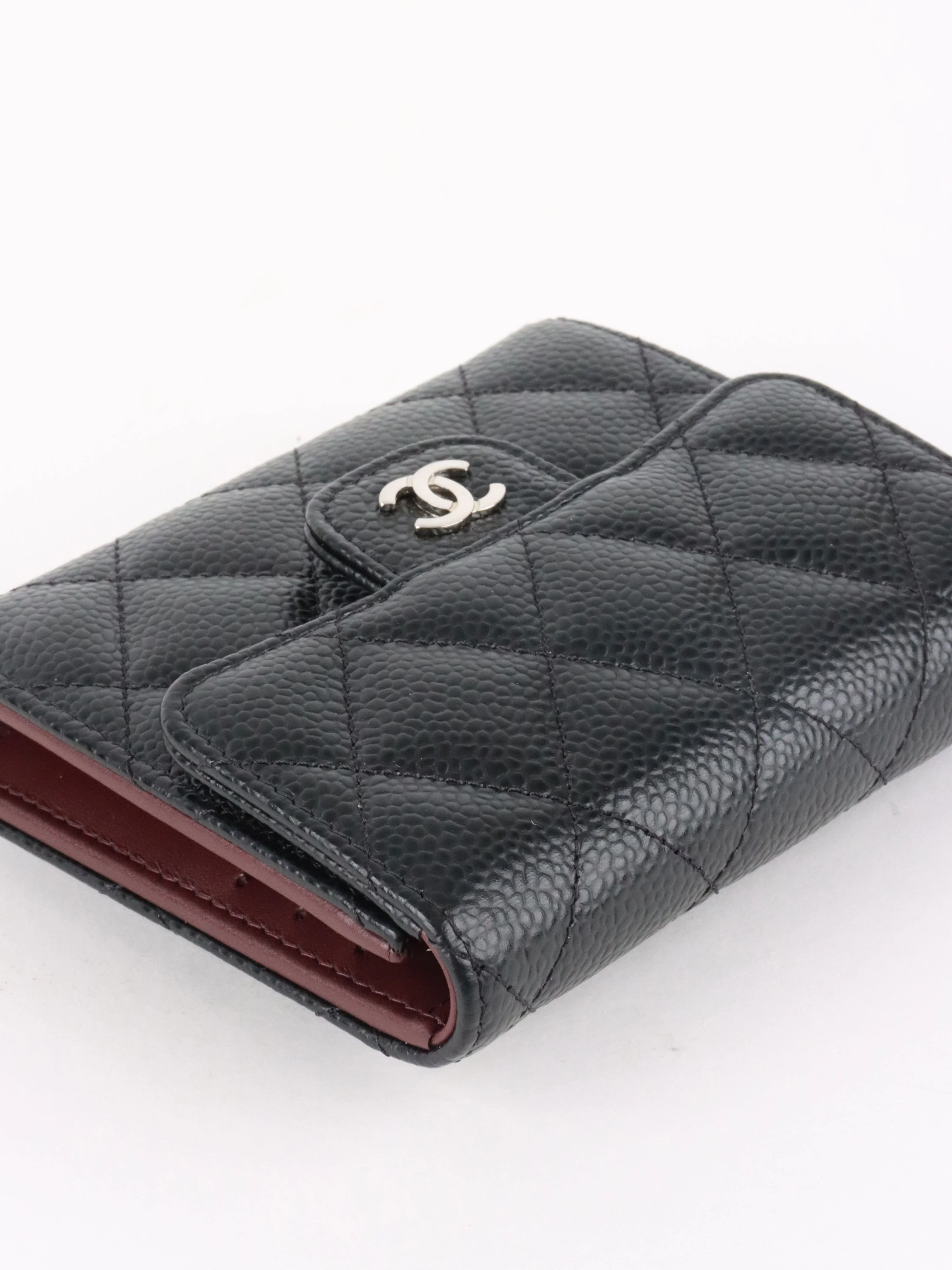 Chanel Small Black Caviar Flap Wallet SHW
