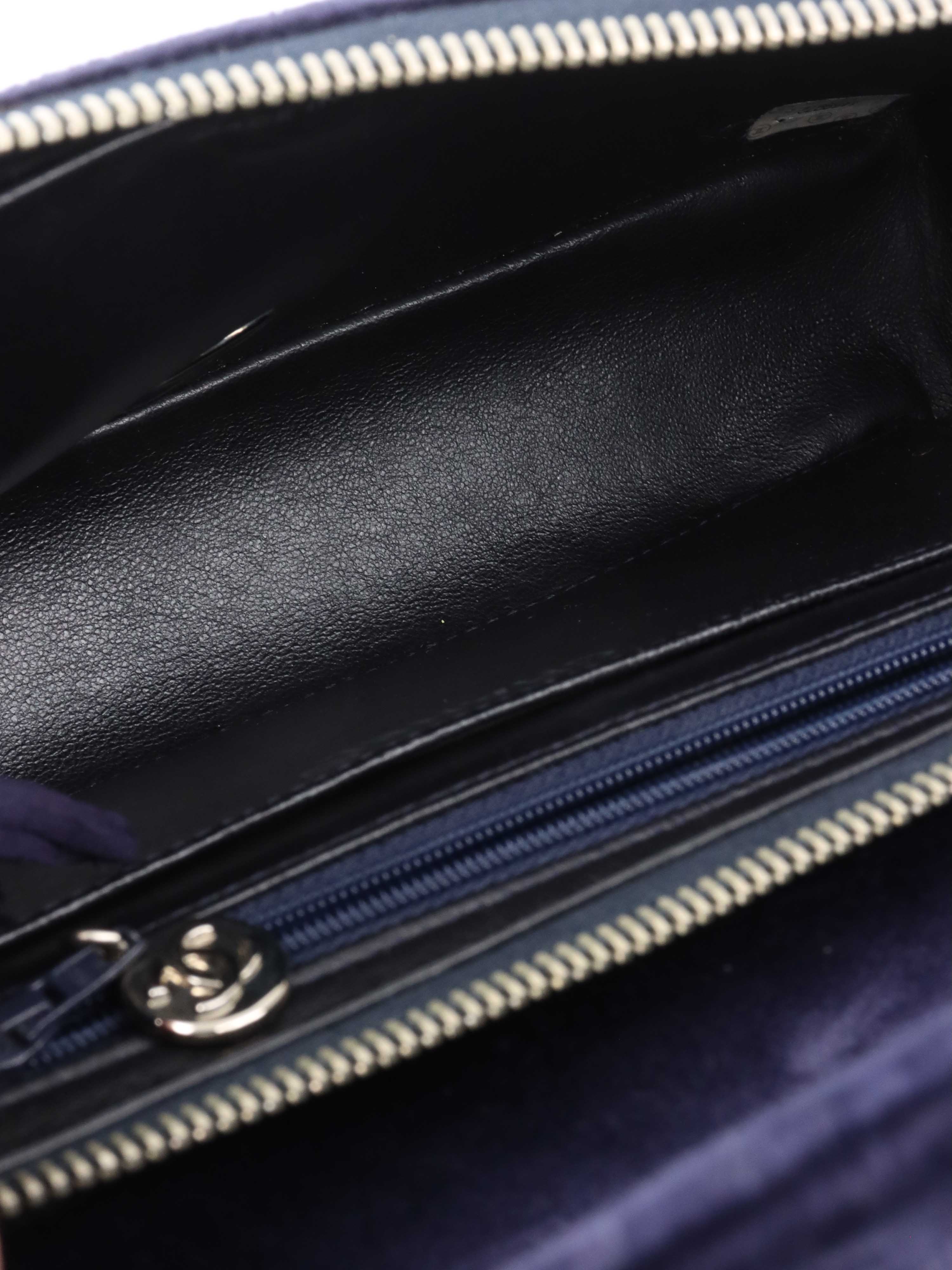 Chanel Vintage Navy Velvet Classic Flap Backpack.