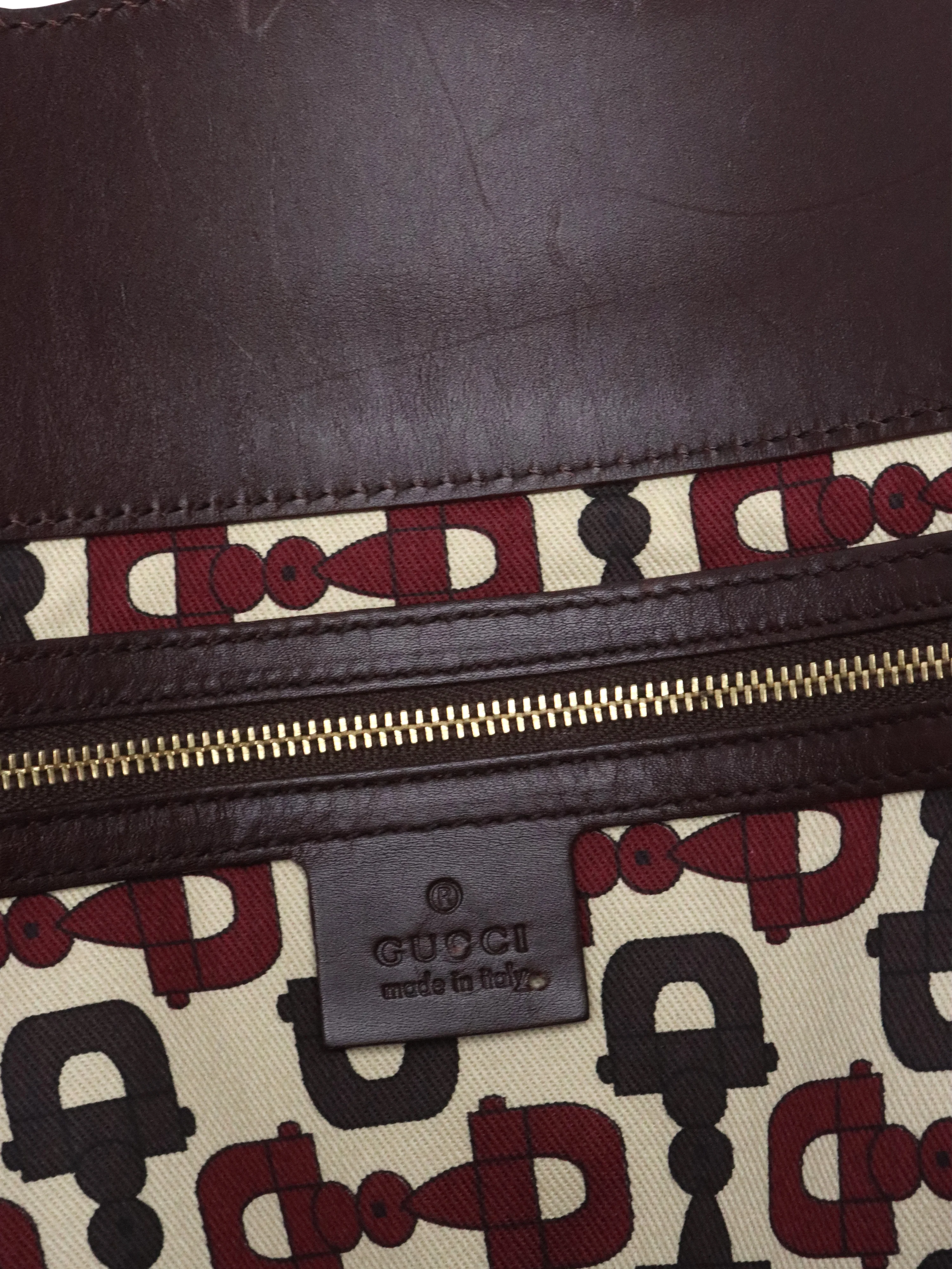 Gucci Vintage Medium Burgundy Guccissima Punch Top Handle Tote