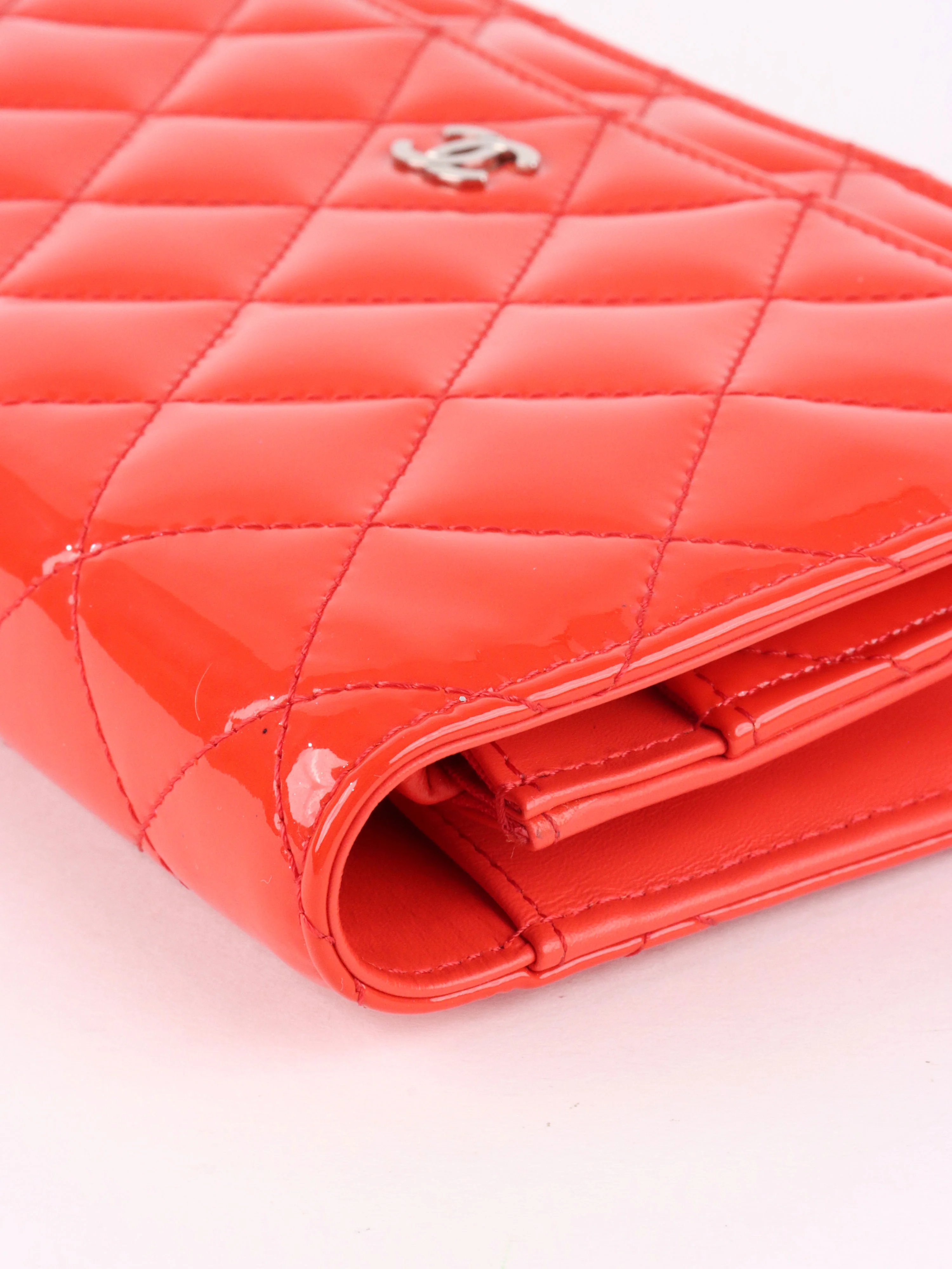Chanel Red Patent Wallet on Chain SHW