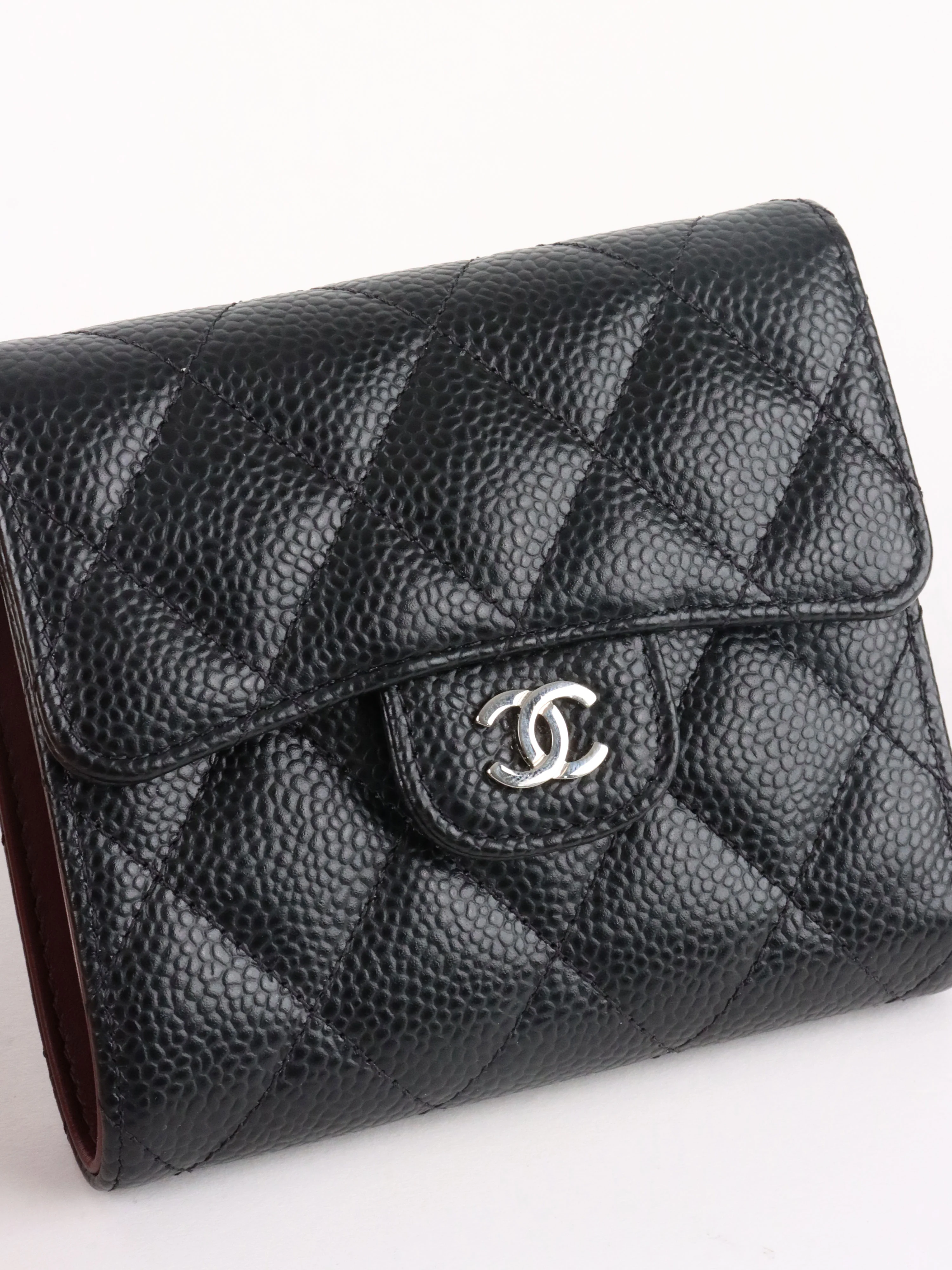 Chanel Small Black Caviar Flap Wallet SHW