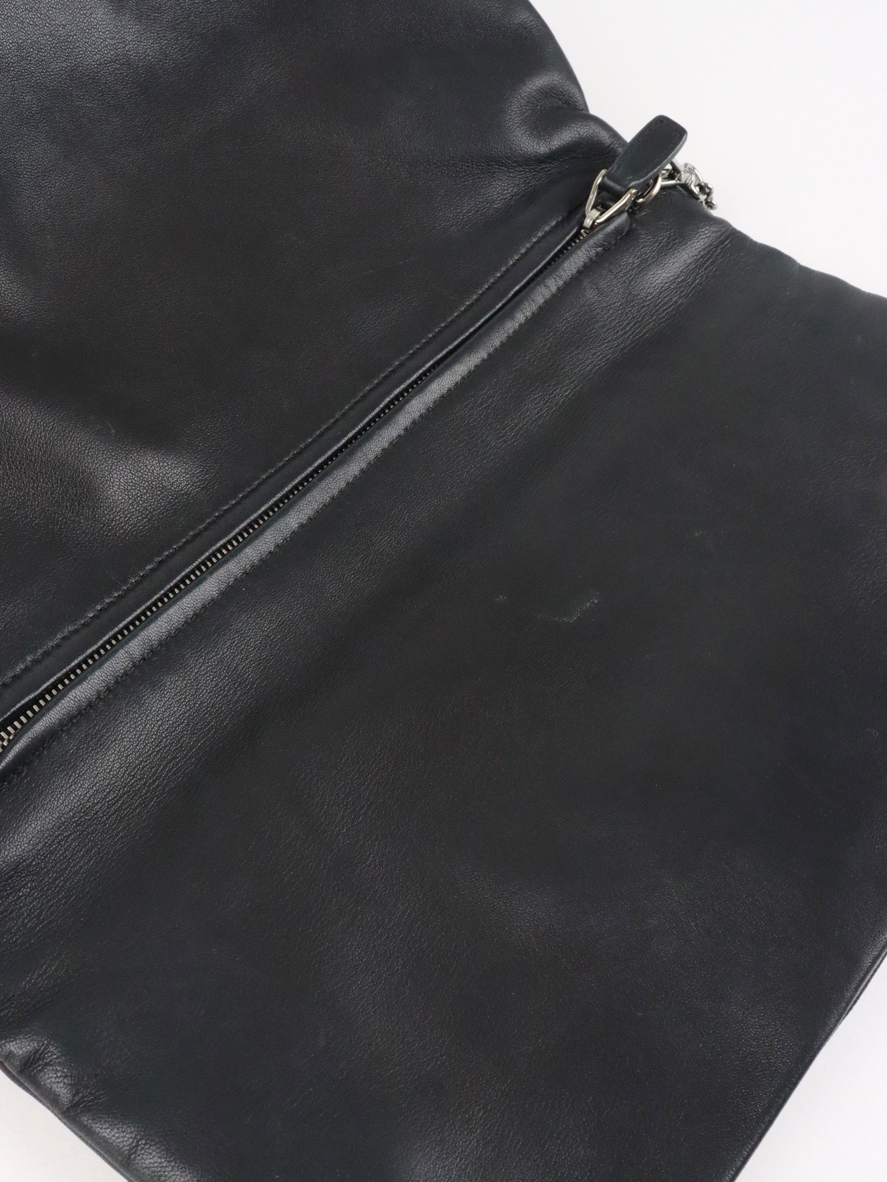 Miu Miu Black Smooth Leather with Crystal Strap Bag