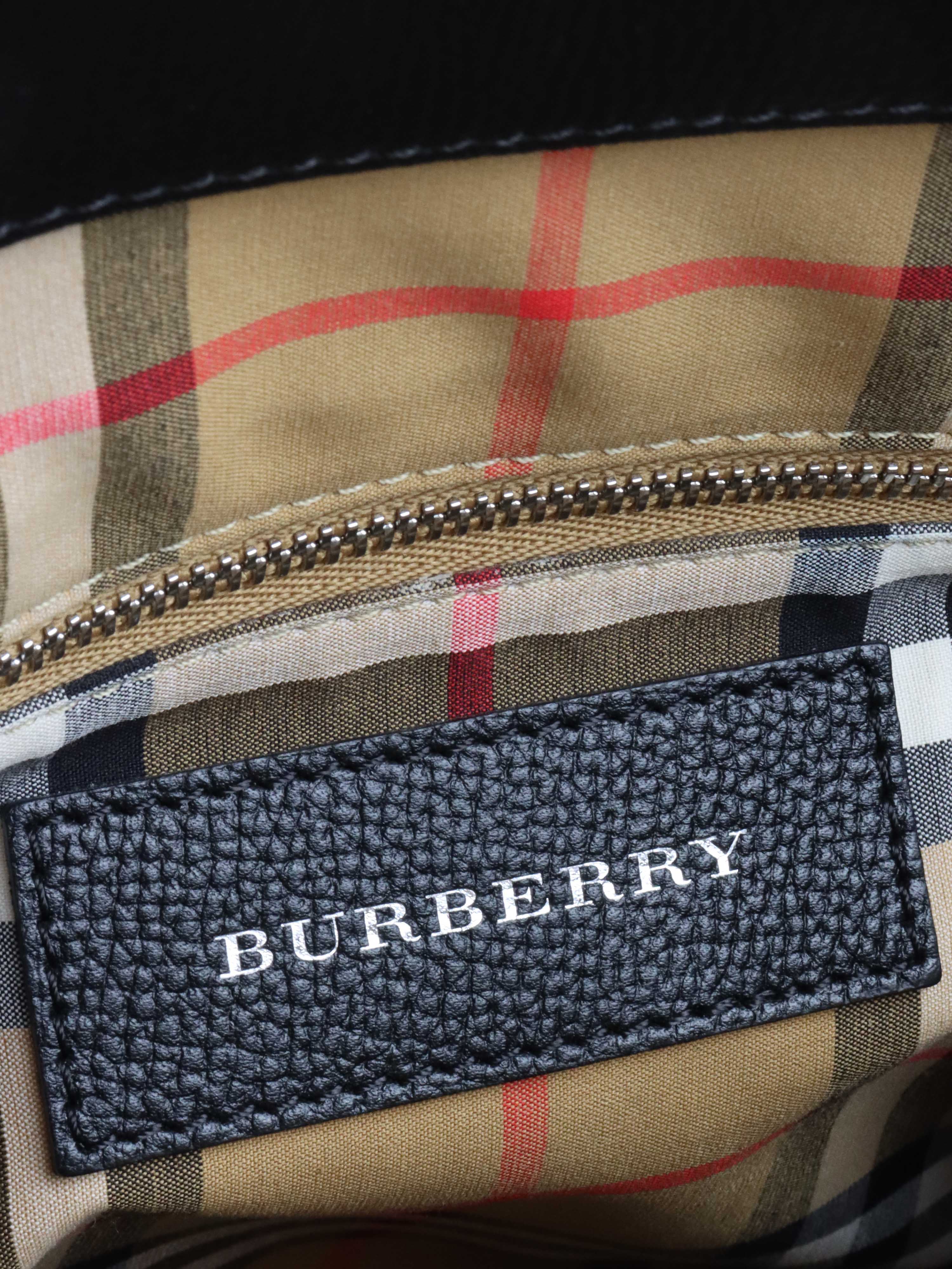 Burberry Black and Green Leather Tote.