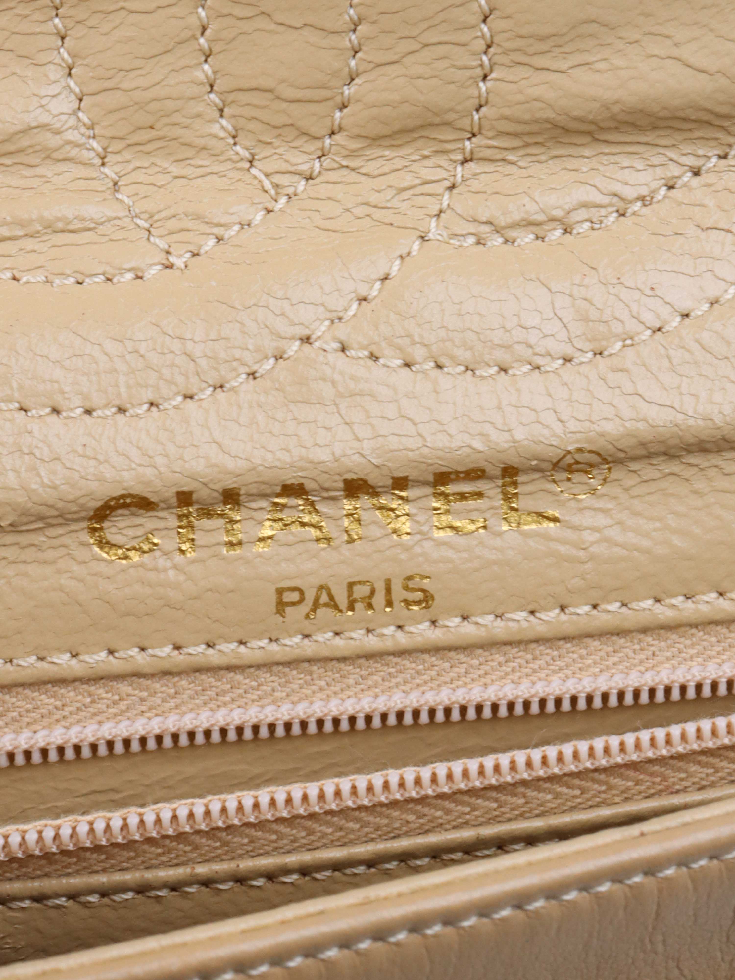 Chanel Vintage Two Toned Beige Flap Bag.