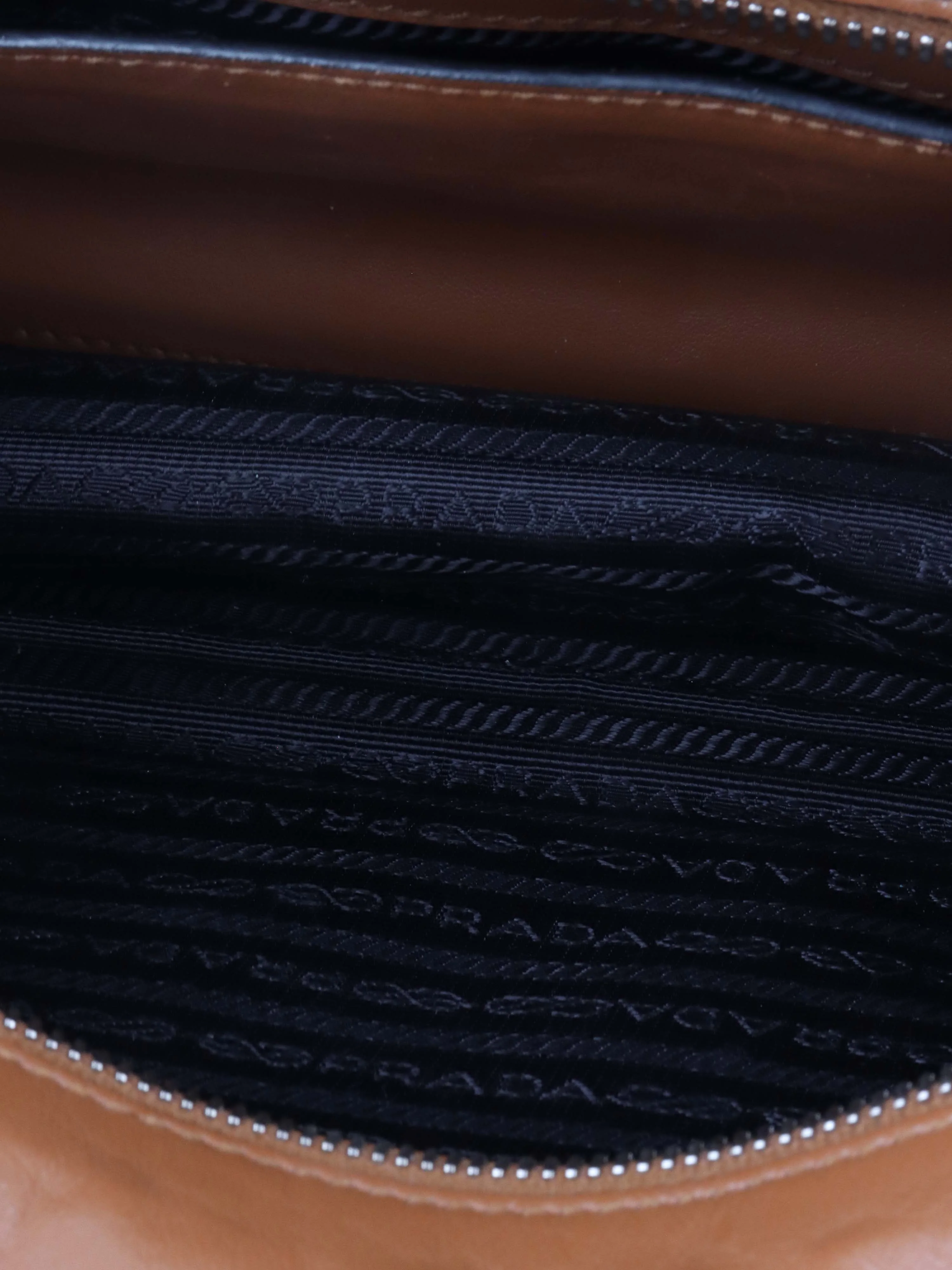 Prada Cognac Luxe Shoulder Bag.
