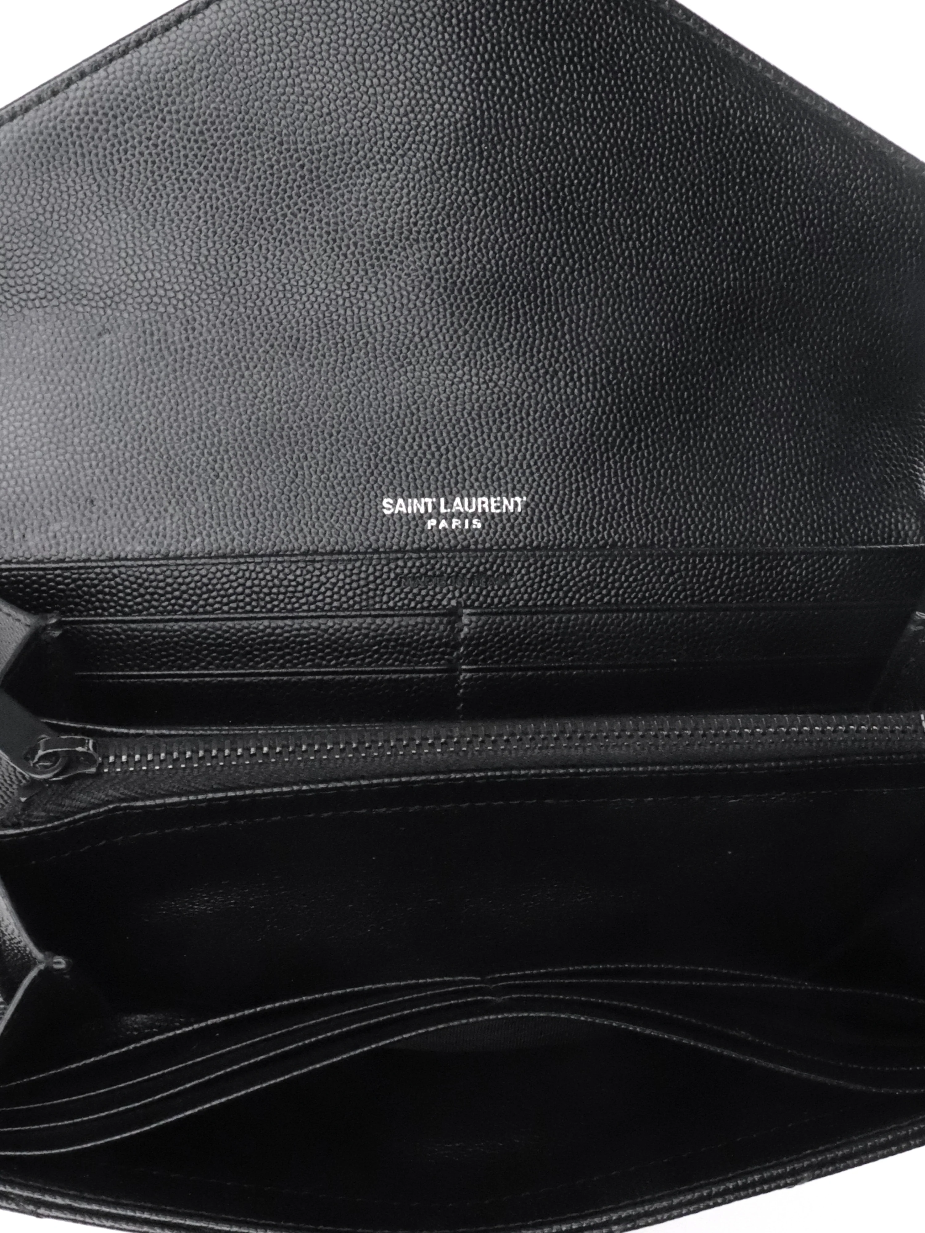 Saint Laurent Black Cassandre Matelasse Large Flap Wallet