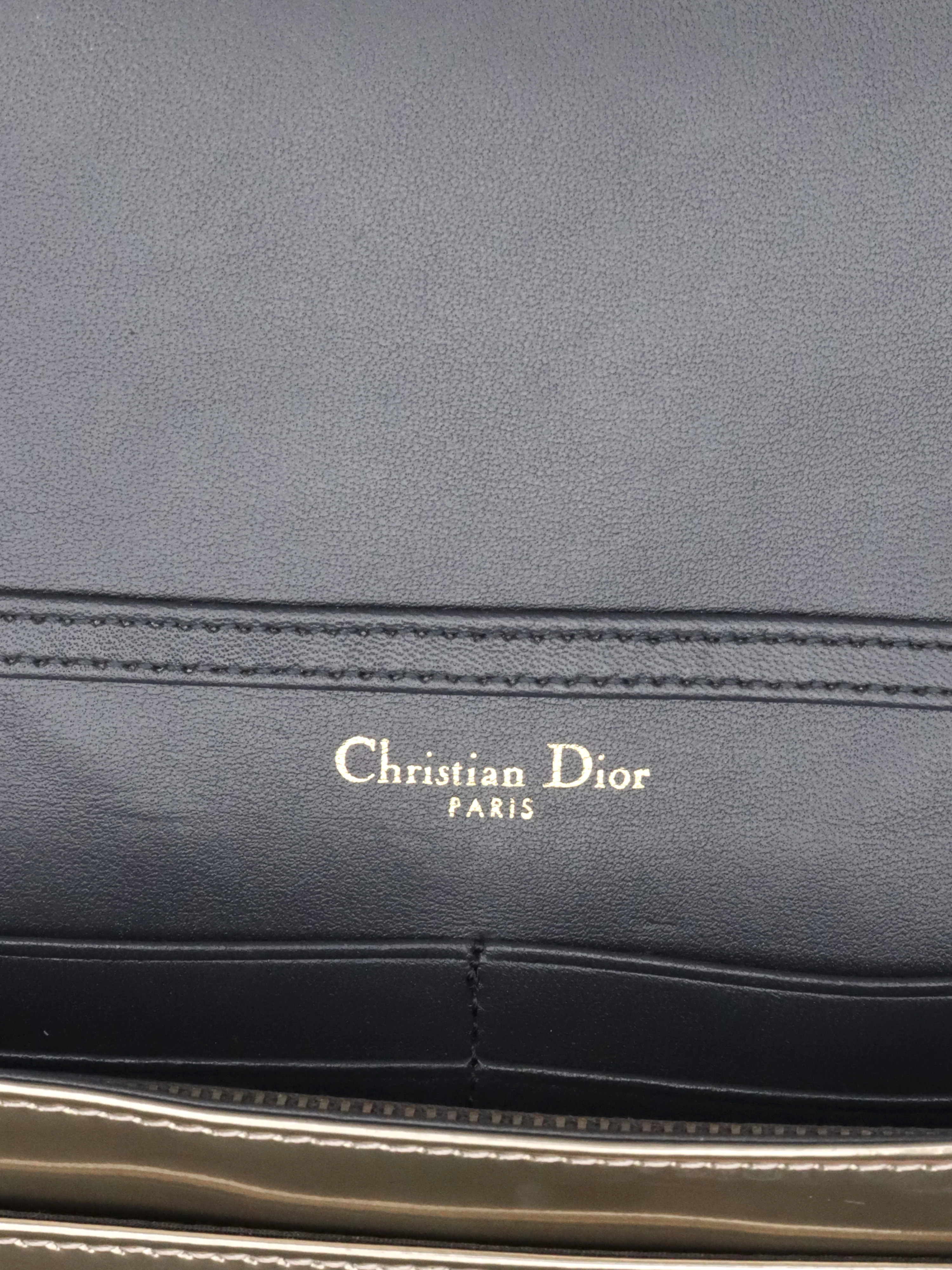 Dior Gold Metallic Diorama Wallet On Chain