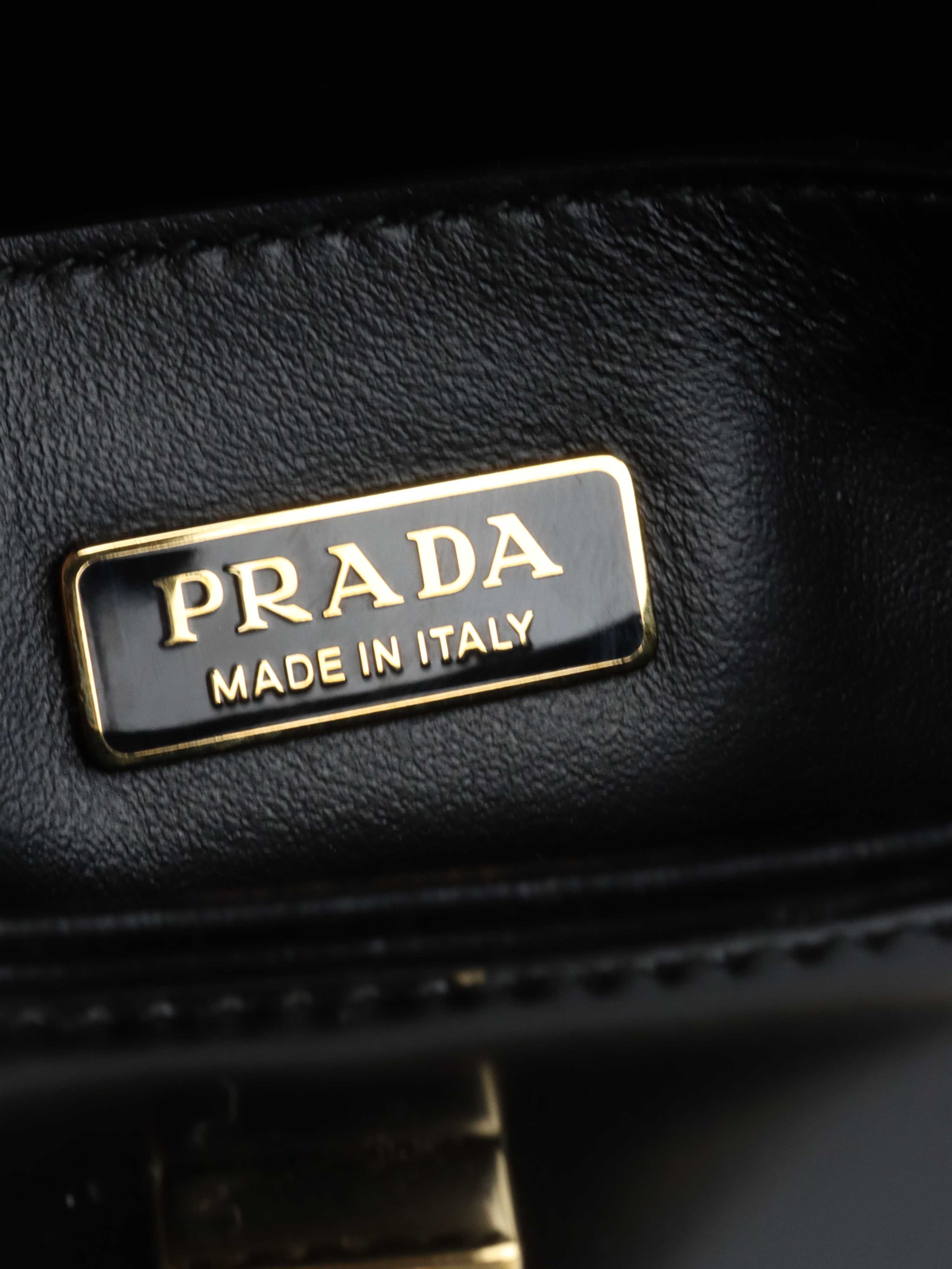 Prada Black Leather Shoulder Bag.