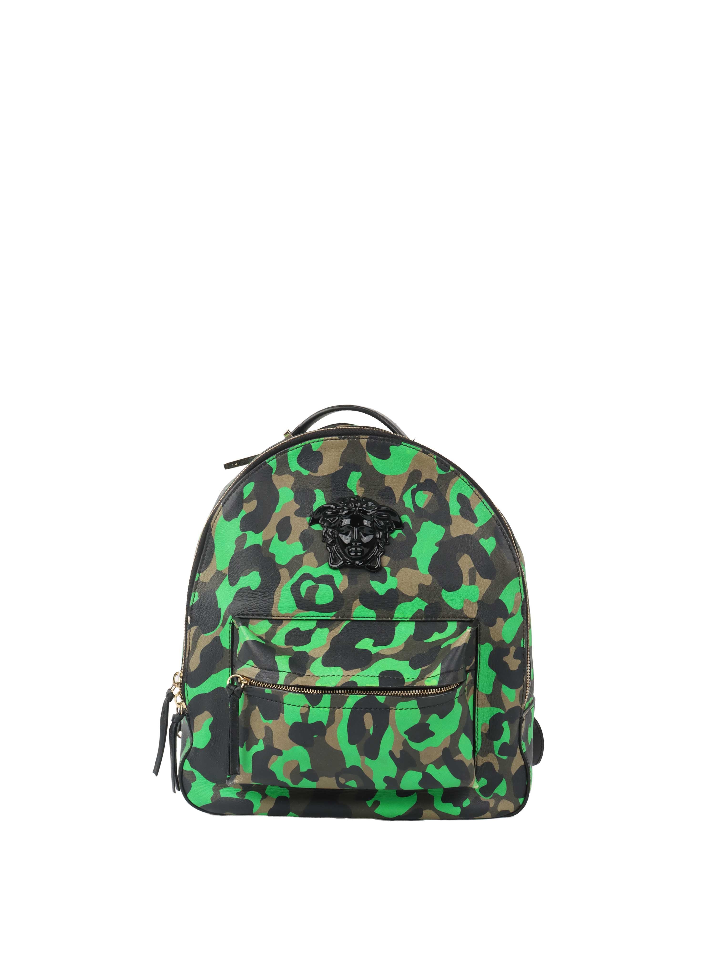Versace Black and Green Medusa Backpack.