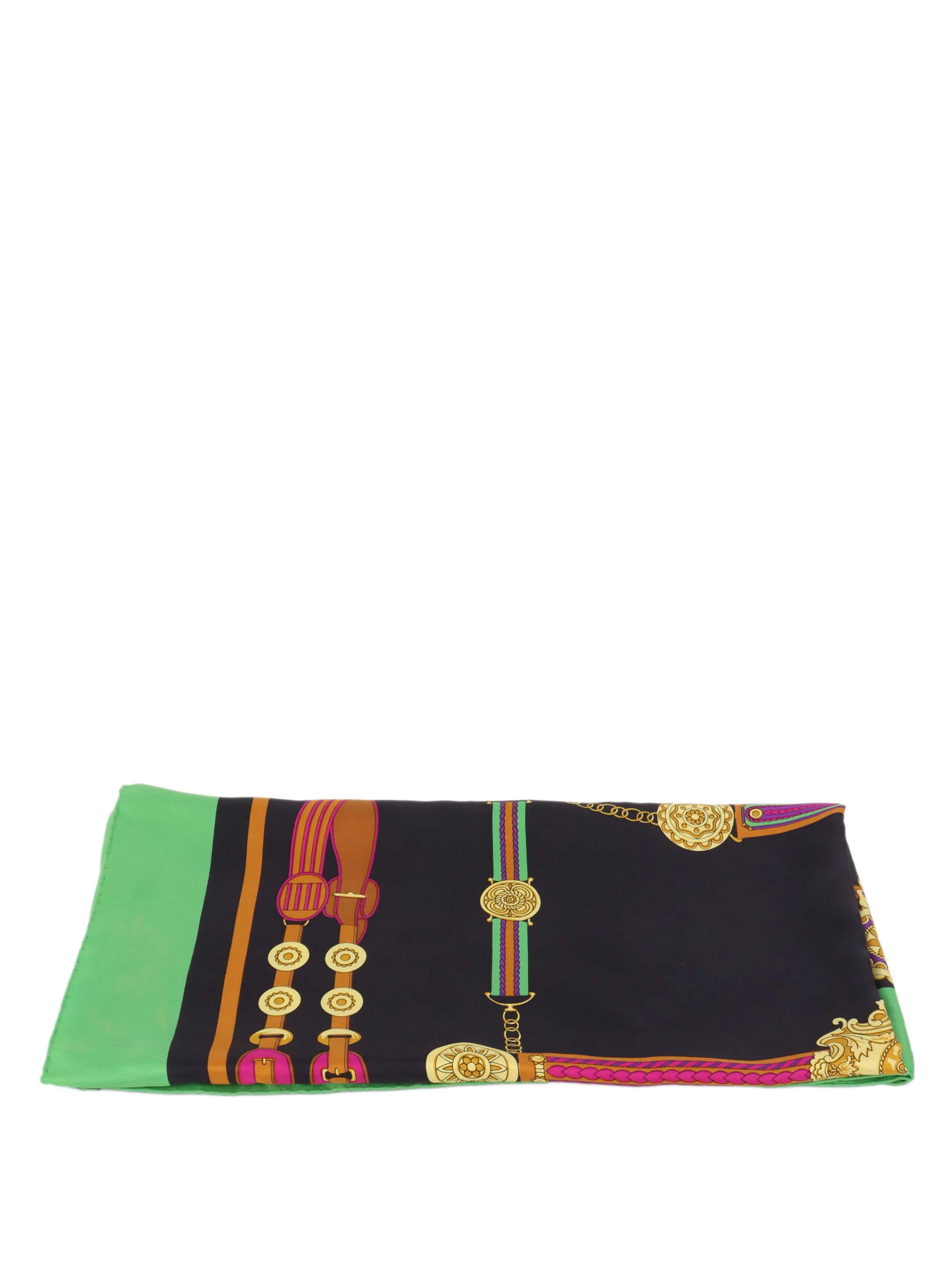 Celine Green  Belt Motif Silk Scarf.