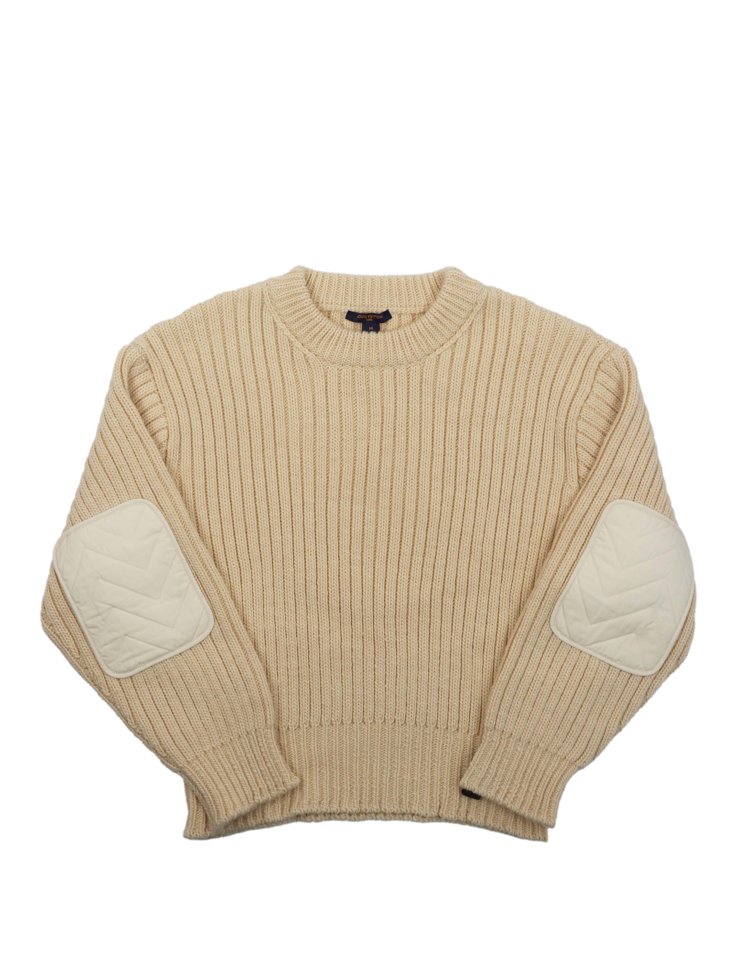 Louis Vuitton Elbow Patch Ribbed Pullover Sweater.