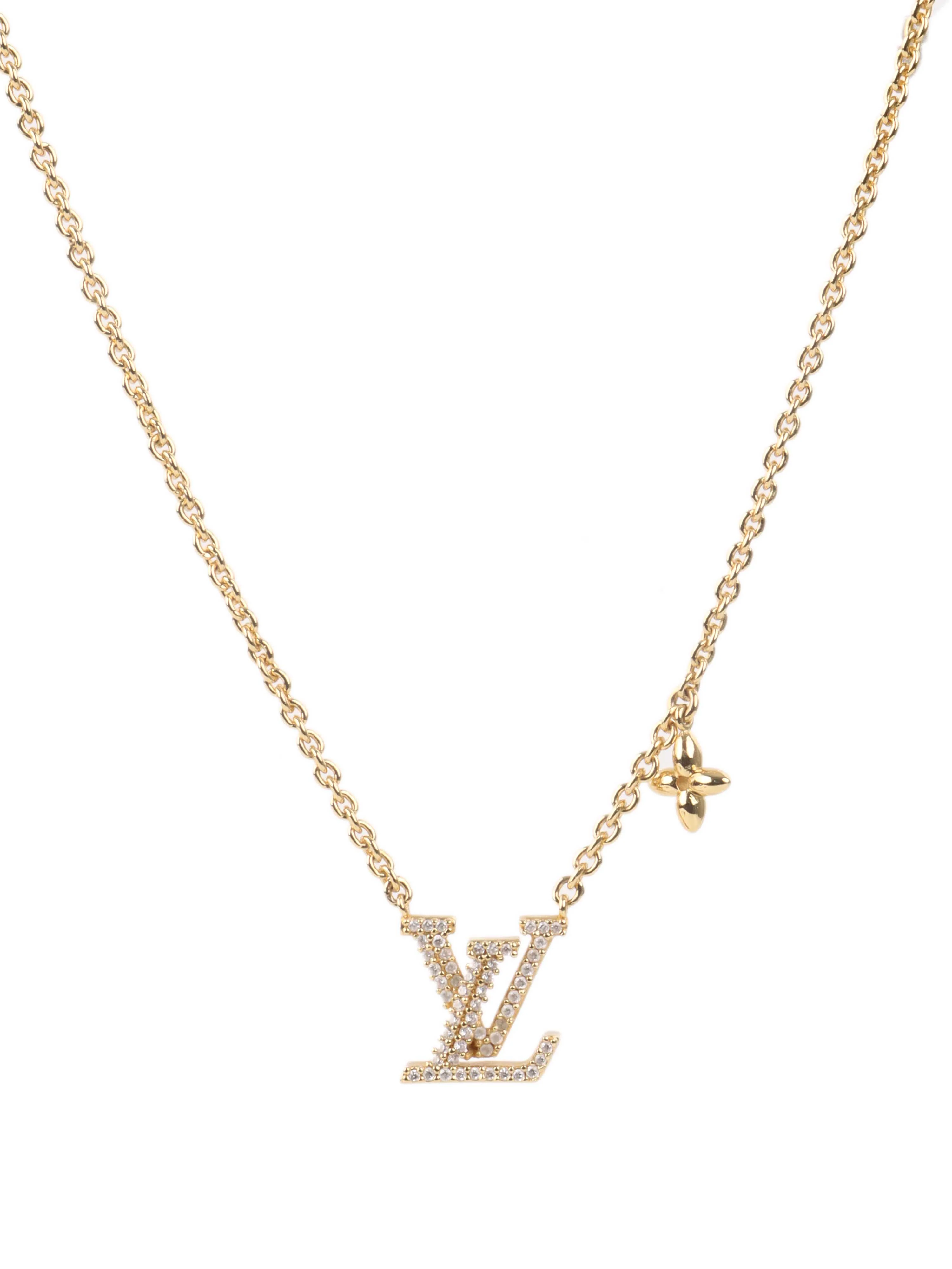 Louis Vuitton LV logo necklace.