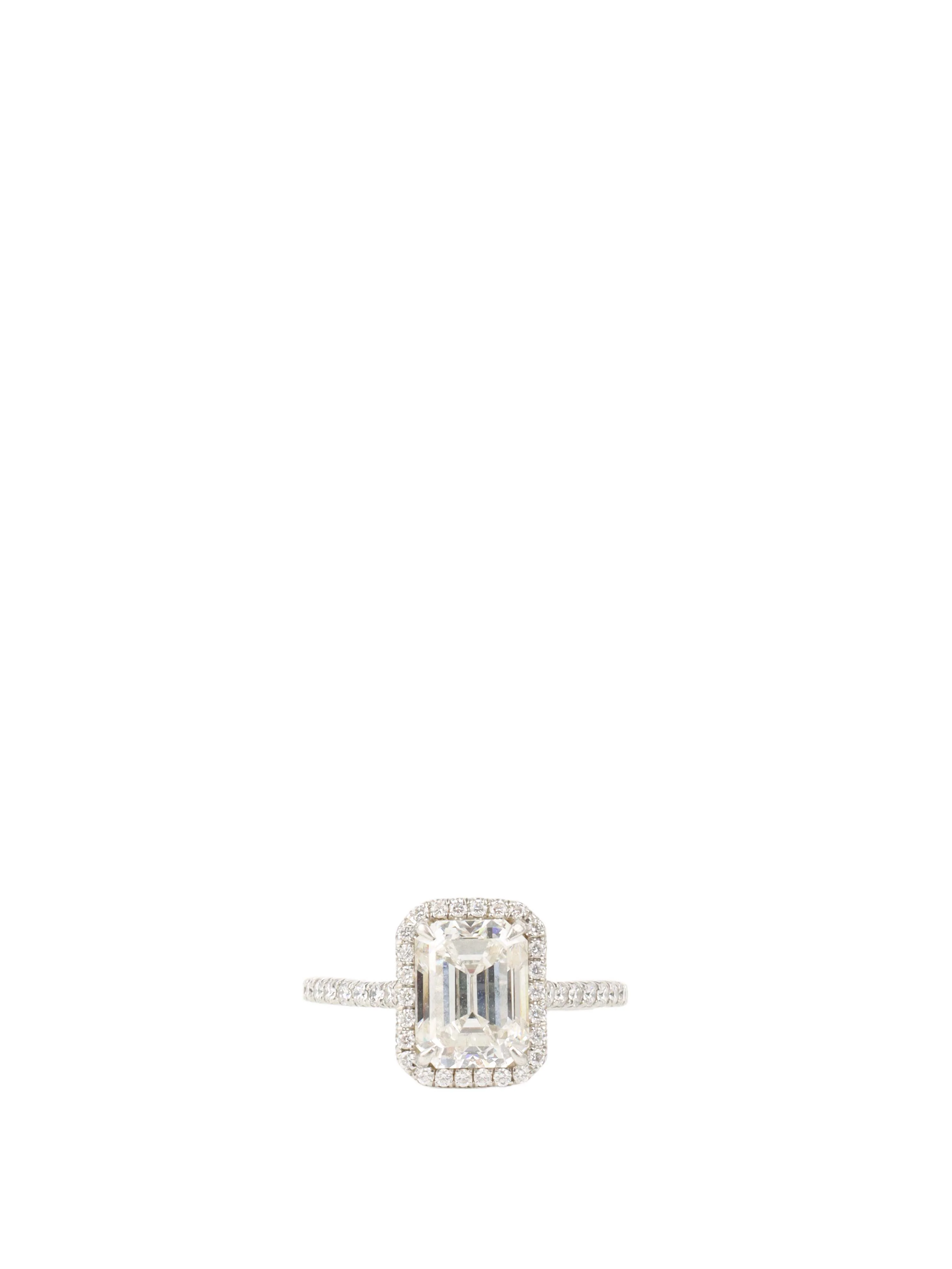 Tiffany  Co Rectangular Emerald Cut 2.08cts Diamond Ring.