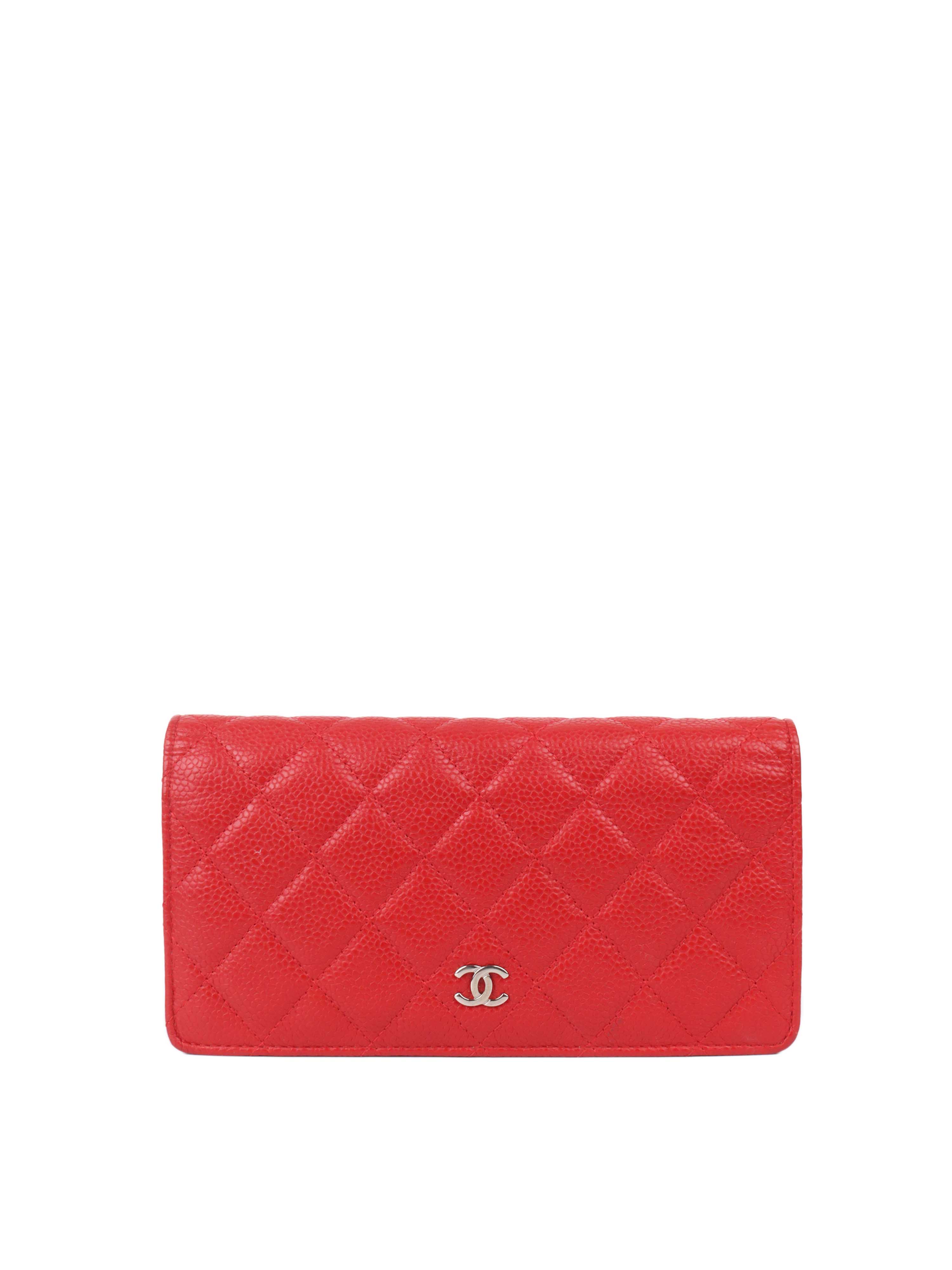 Chanel Red Caviar Long Wallet.