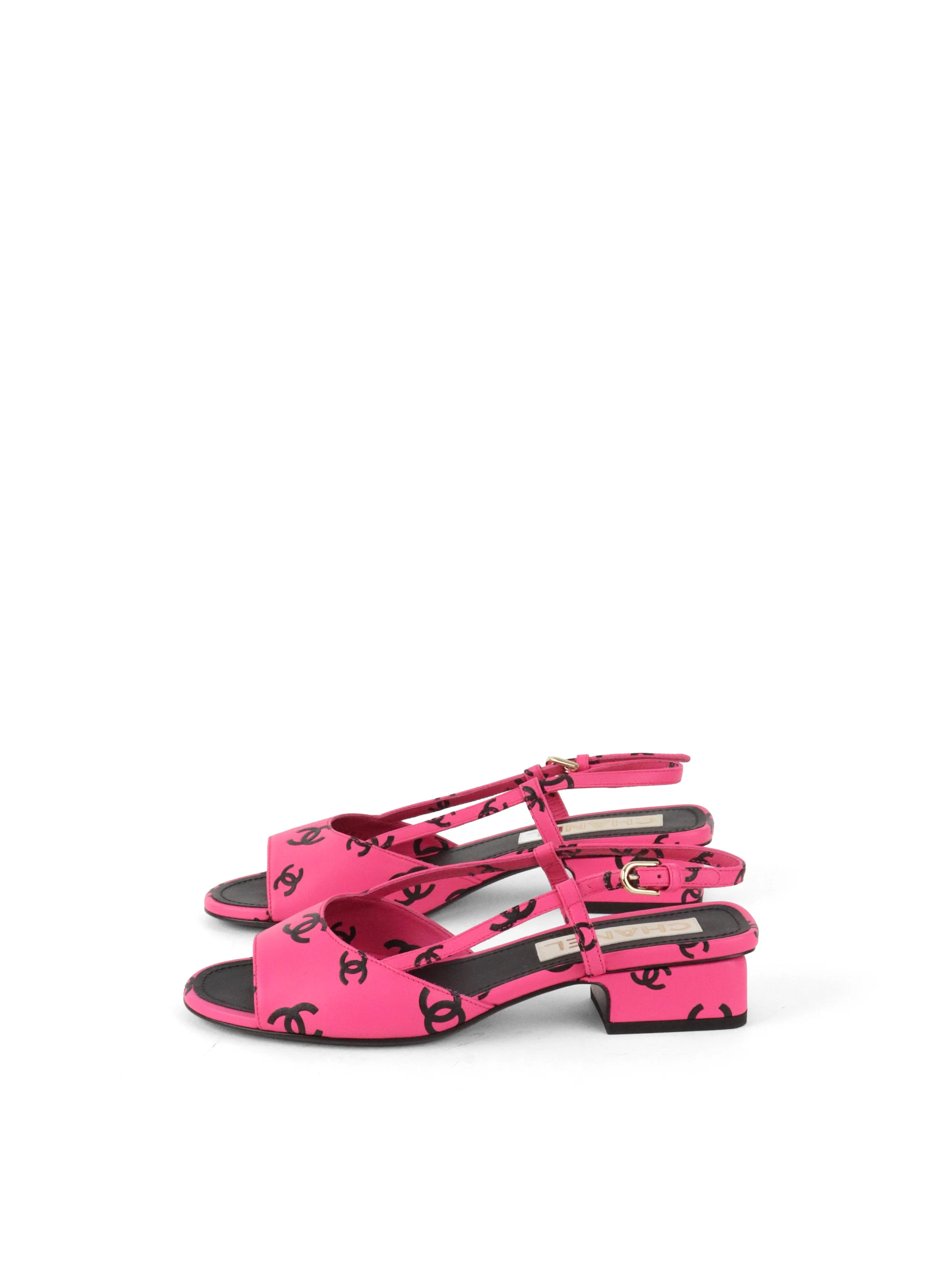 Chanel Dark Pink  Black Sandal