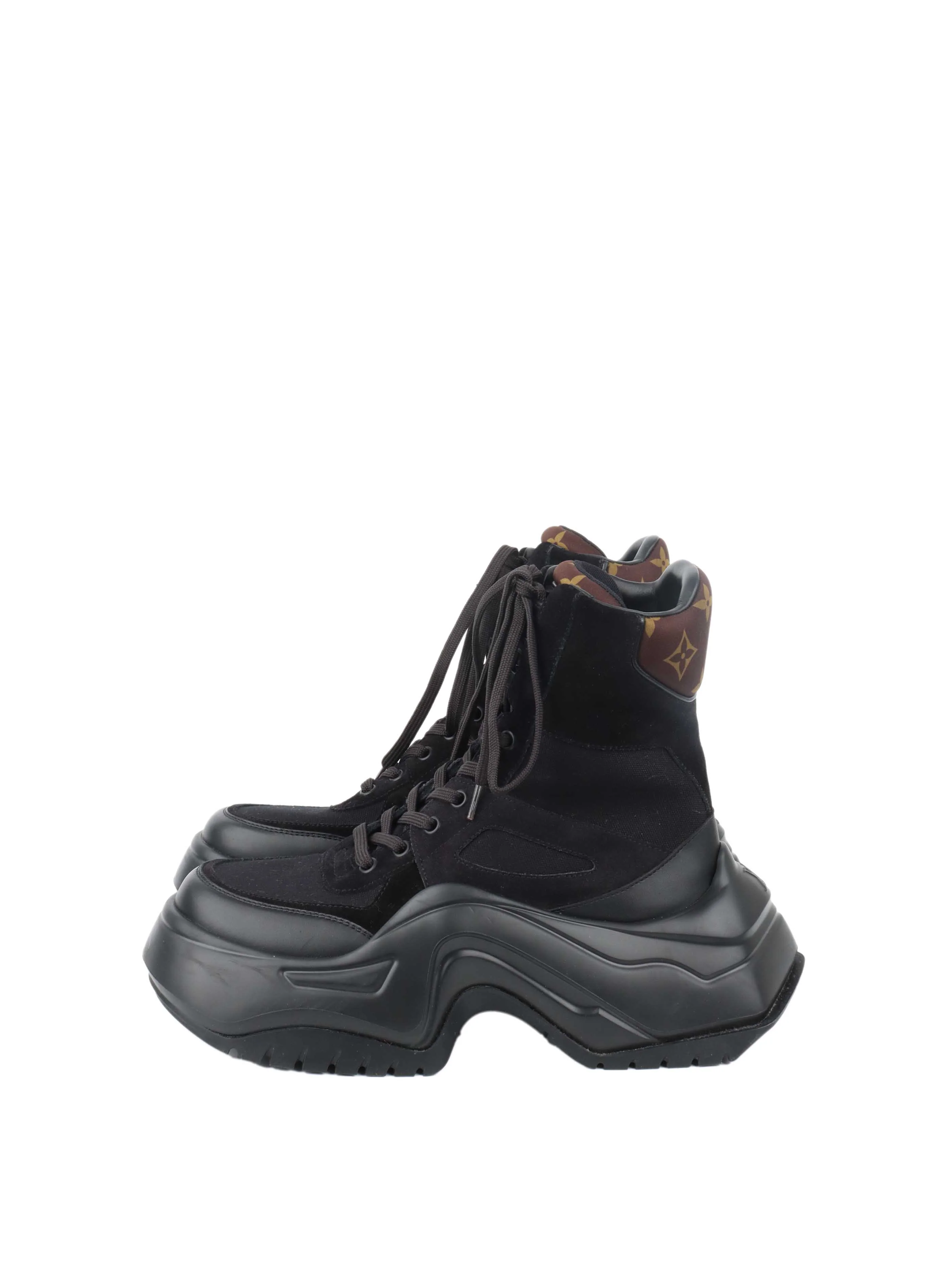 Louis Vuitton Black Mesh and Suede Archlight Ankle Boots.