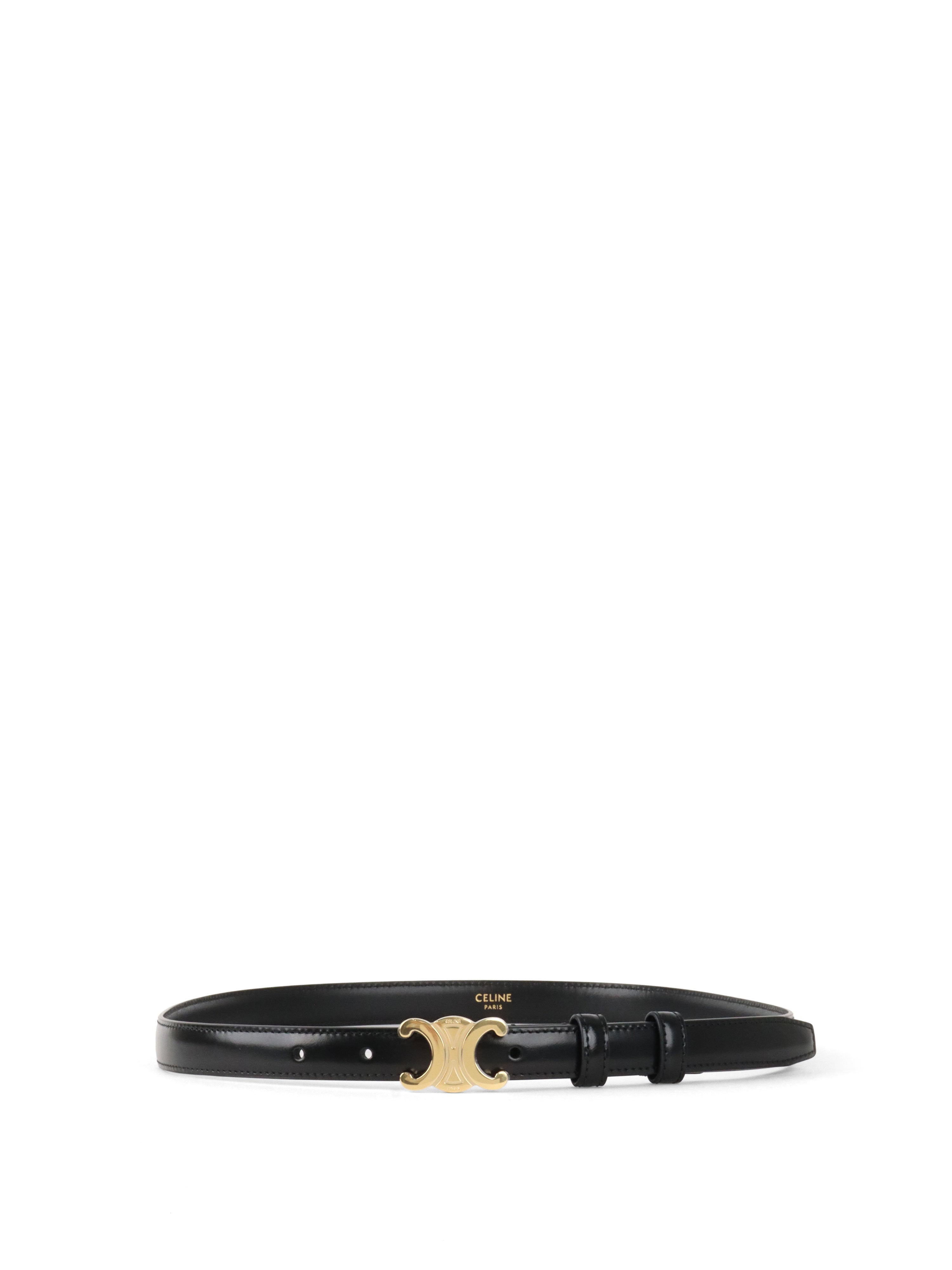 Celine Black Triomphe 18mm Belt.