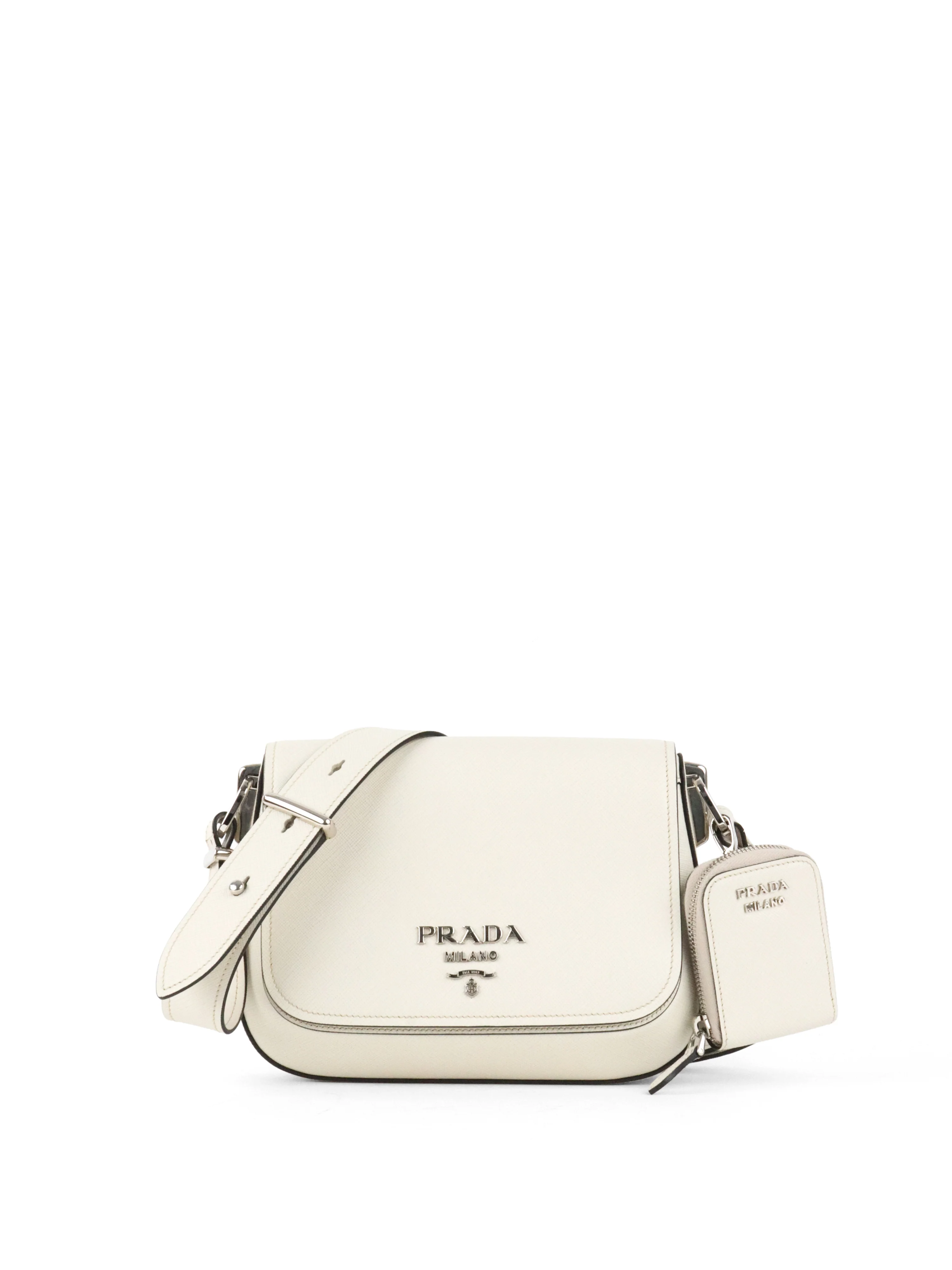 Prada White Saffiano Crossbody Bag