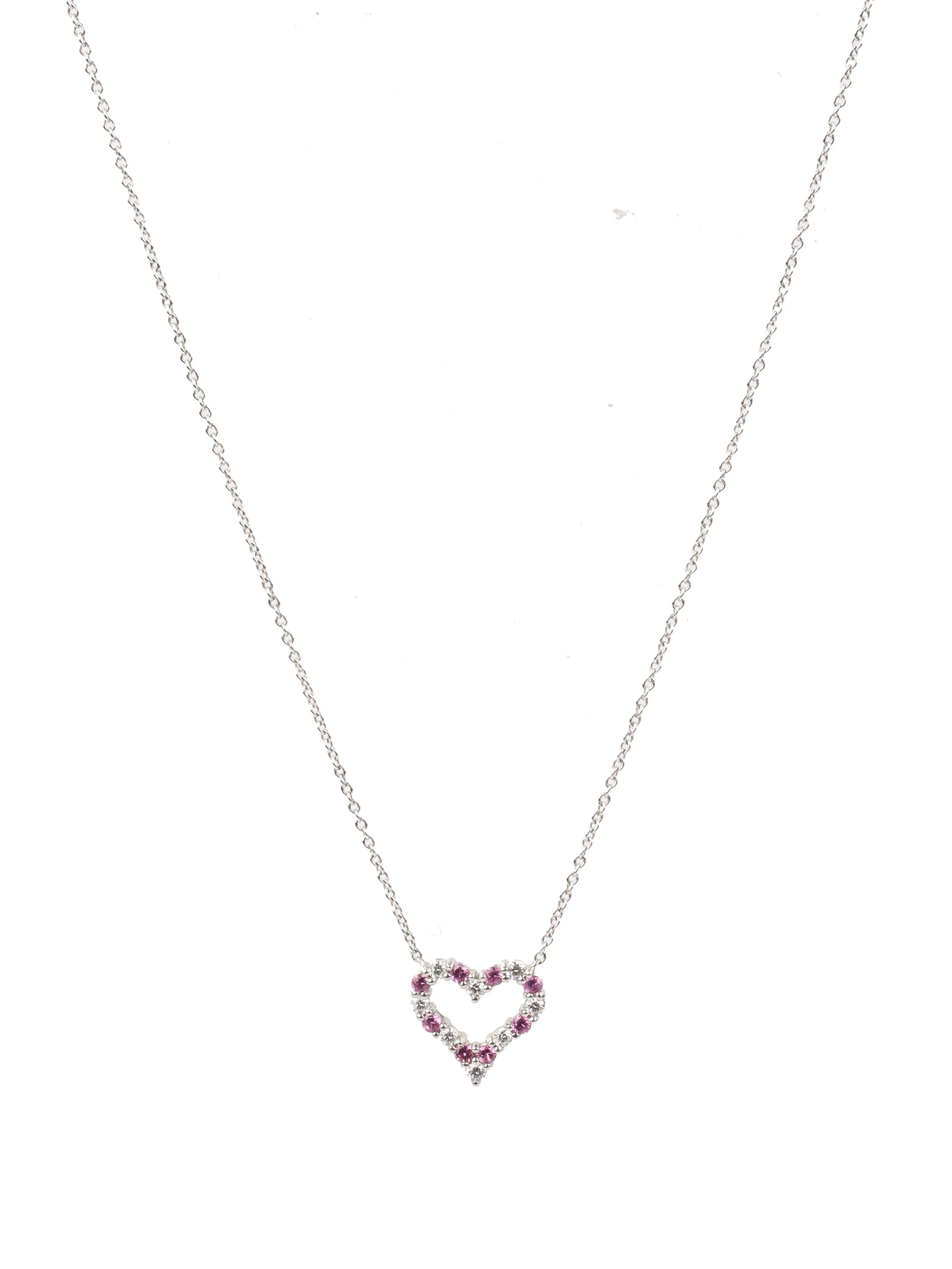 Tiffany  Co Heart Necklace in Pink Sapphires/ White Diamonds Mini