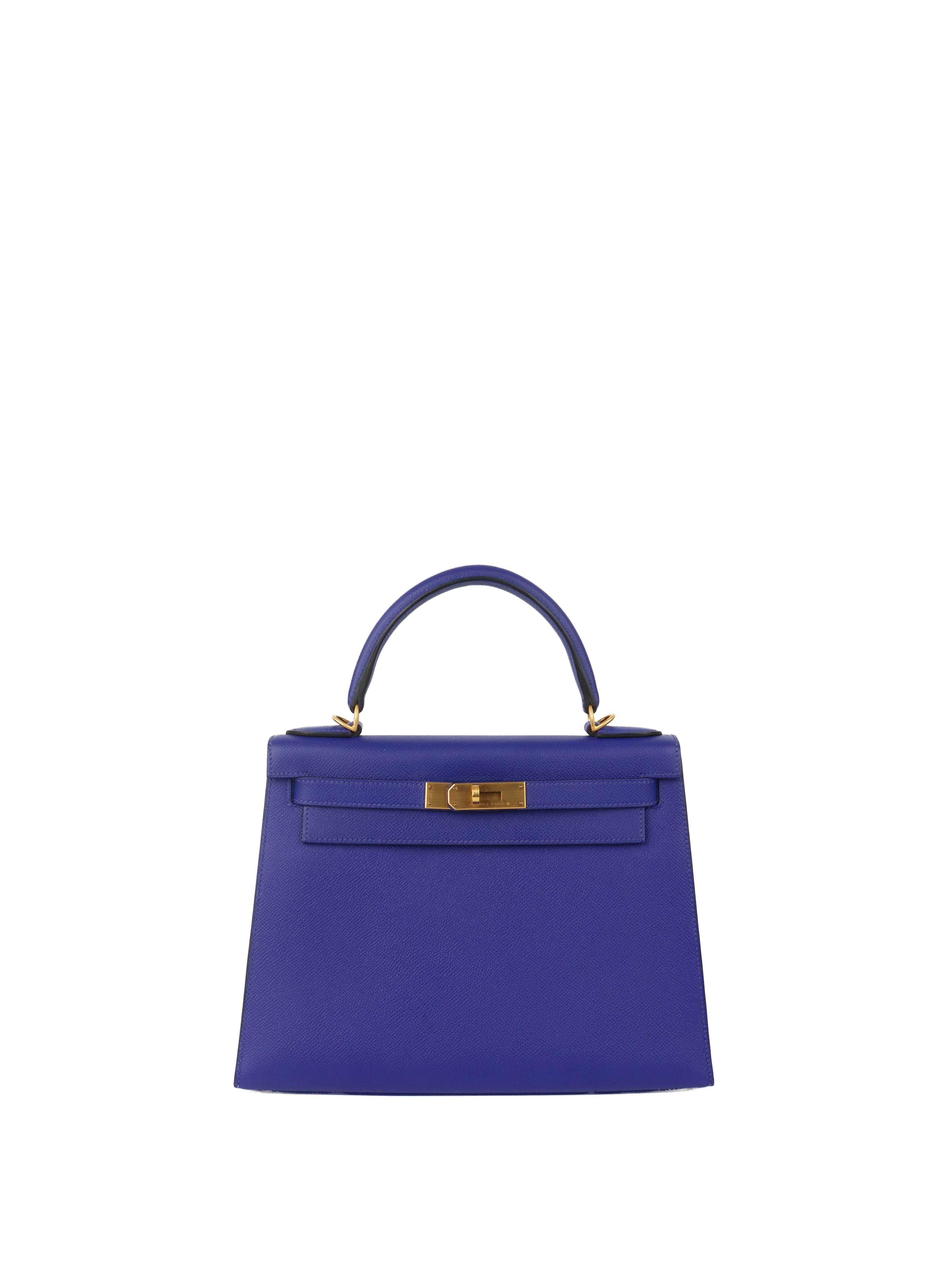 Hermes Kelly 28 Epsom in Blue Electric Stamp A GHW.