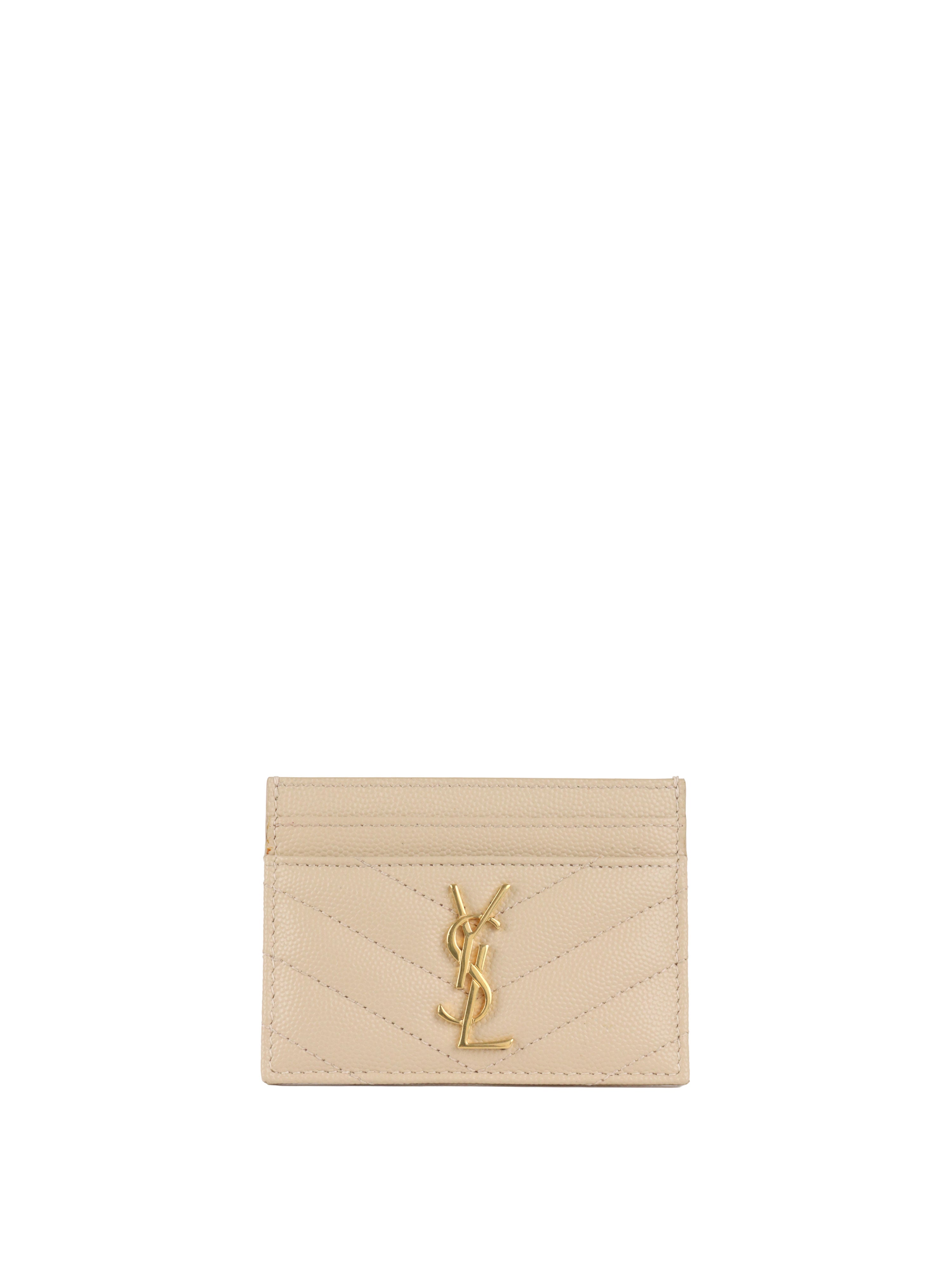Saint Laurent Light Beige Cassandre Matelasse Card Holder