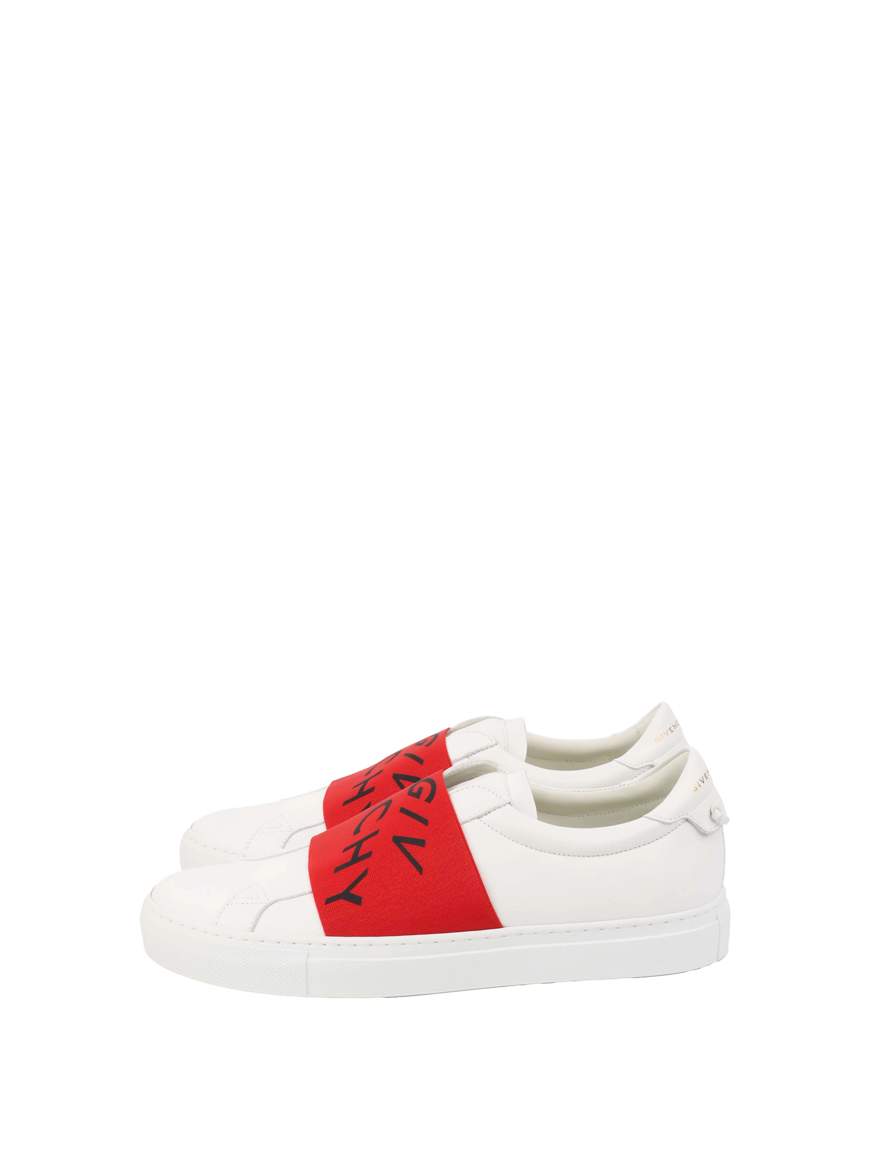 Givenchy White  Red Urban Street Low Logo Elastic Sneaker.
