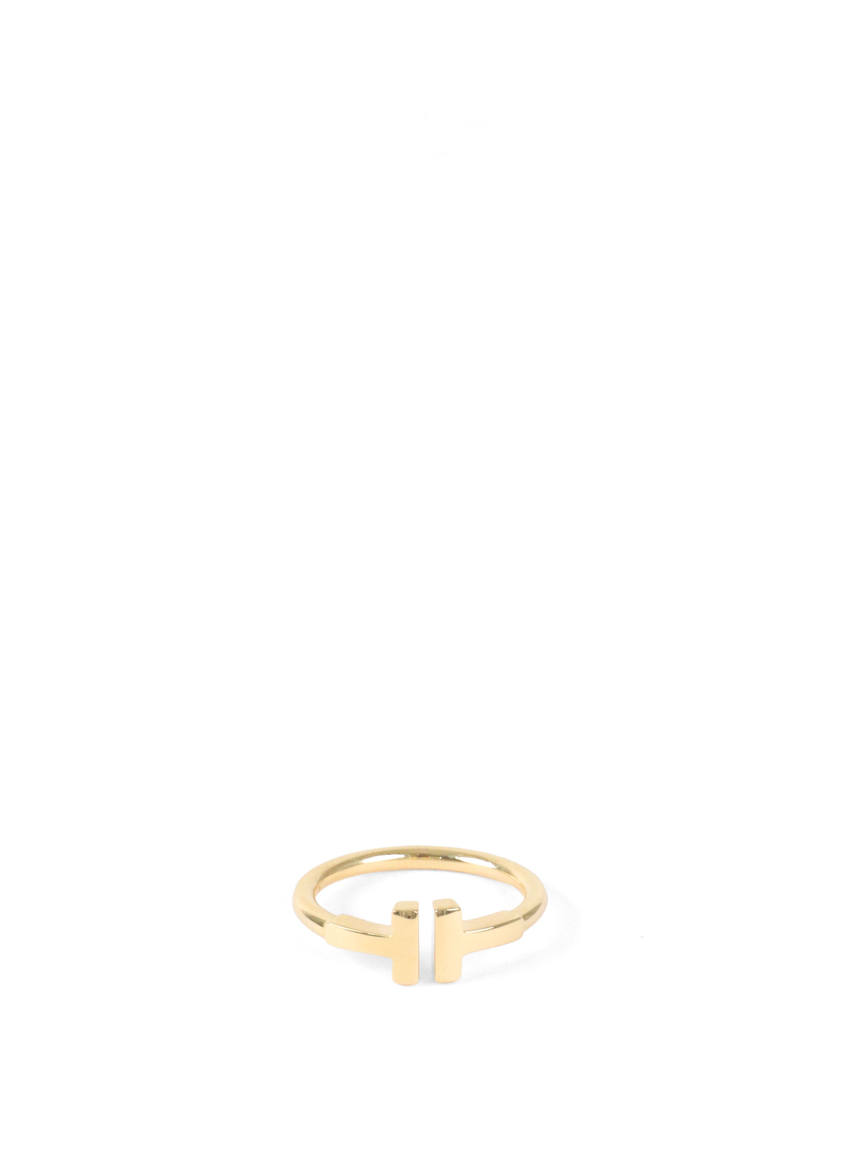 Tiffany  Co Yellow Gold T Wire Ring size 5