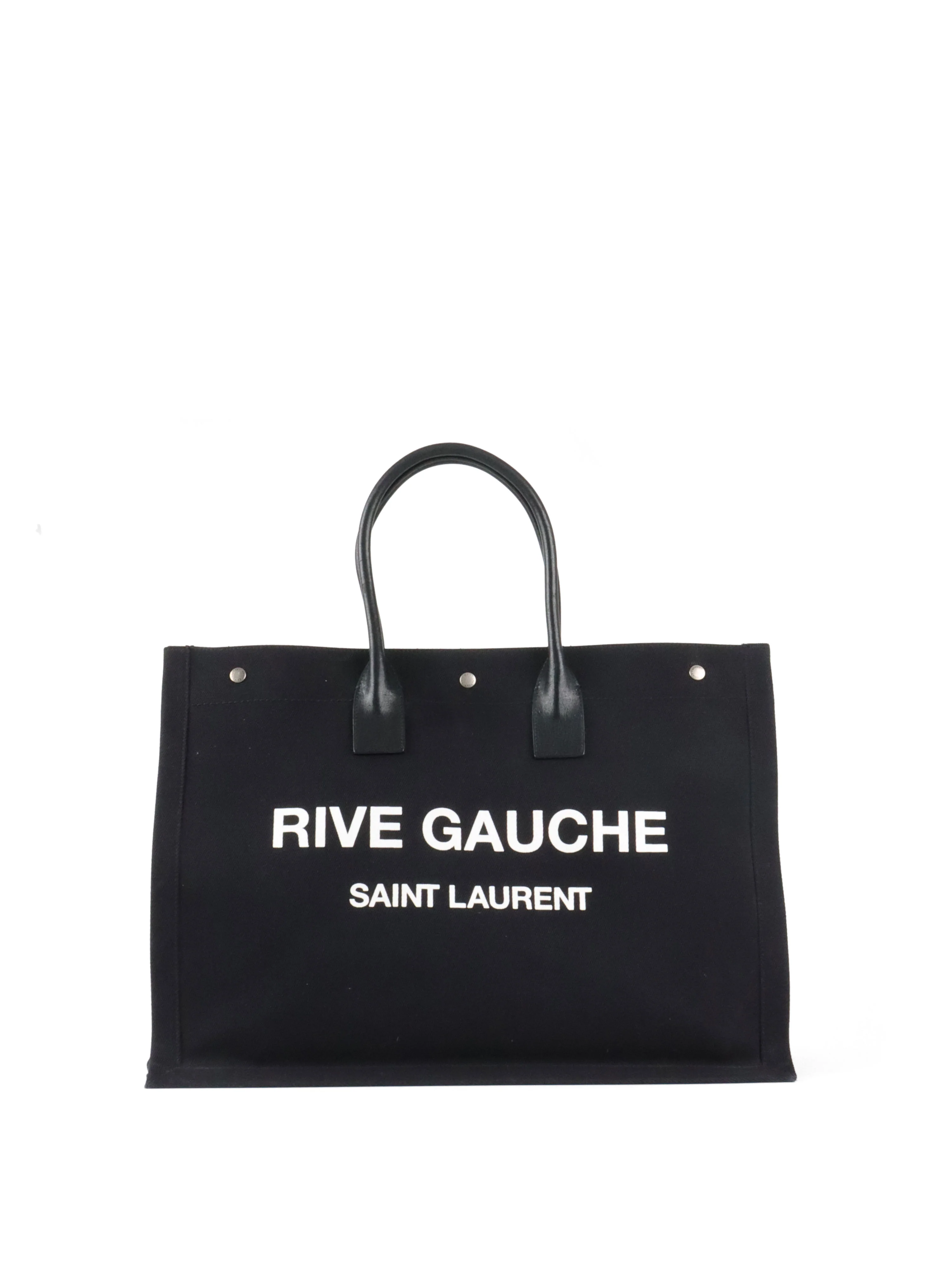 Saint Laurent Black Canvas Rive Gauche Large Tote Bag